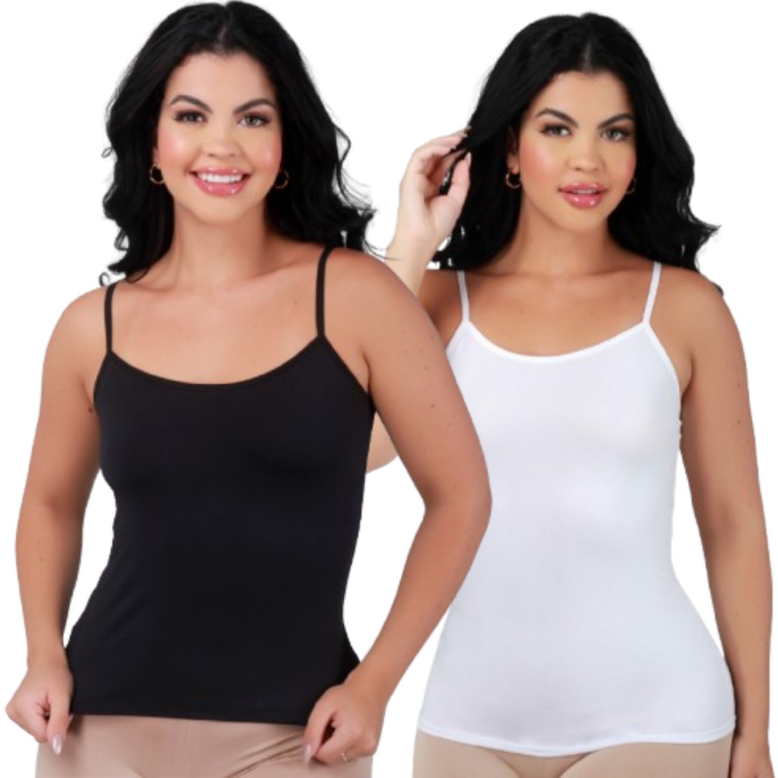 Kit 2 Camisete Segunda Pele Reflexo Íntimo Regata Anágua Alça Fina Preto e Branco