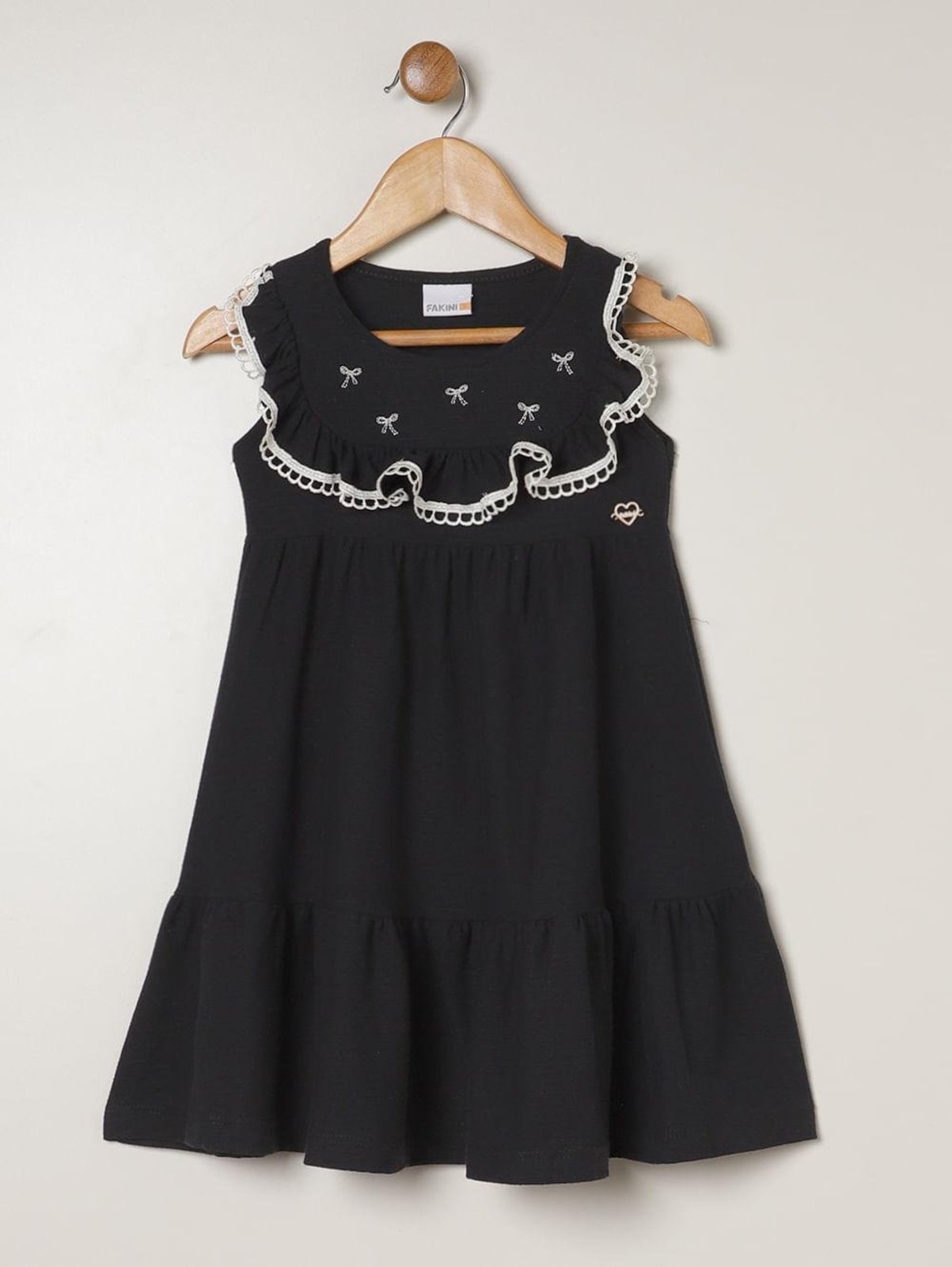 Infantil - Vestido Malha Texturizada Para Menina - PRETO