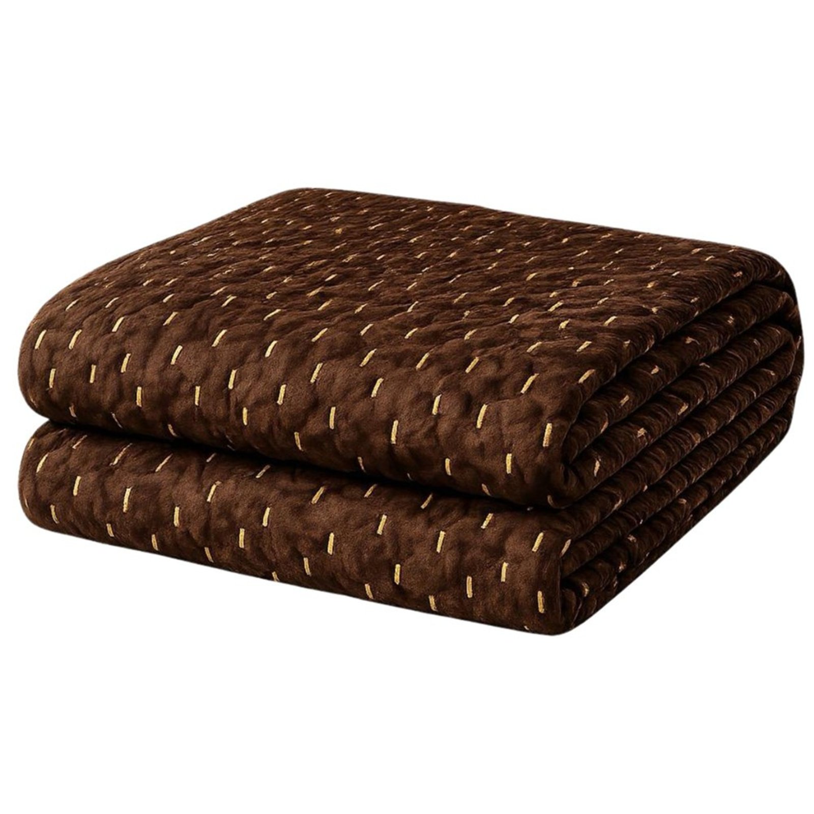 Cobertor Manta Casal Fio Dourado que Brilha Dupla Face - Marron