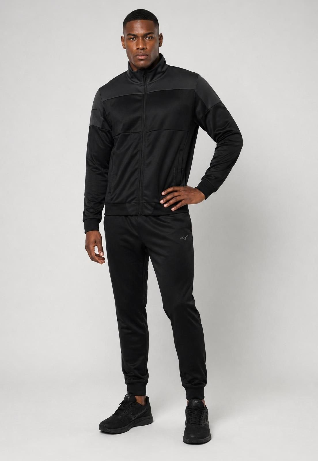 Conjunto de Agasalho Masculino Mizuno Jaqueta e Calça Poliéster Preto