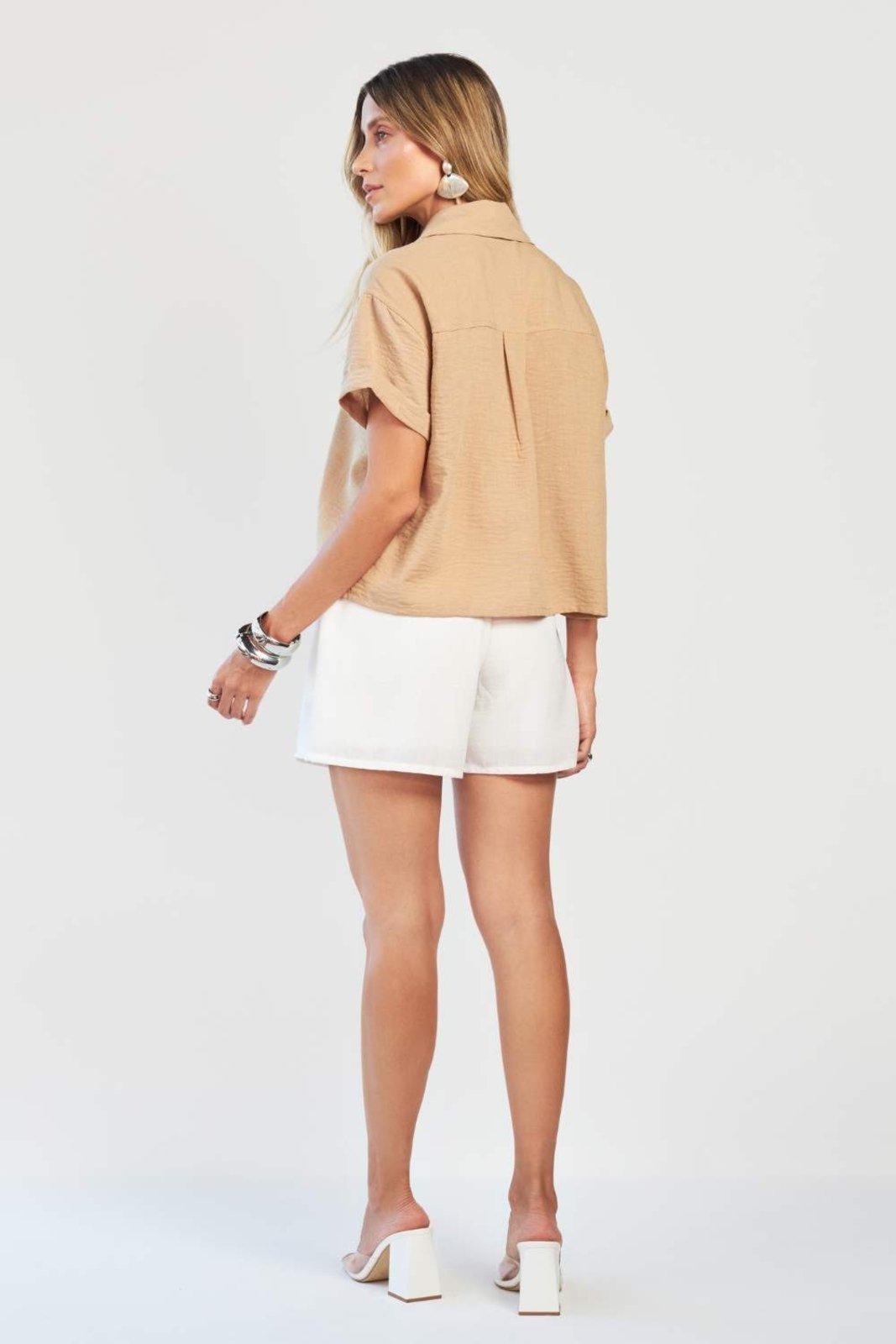 Vista 3 Camisa Vanibele Cropped Camelo caramelo Vanibele caramelo