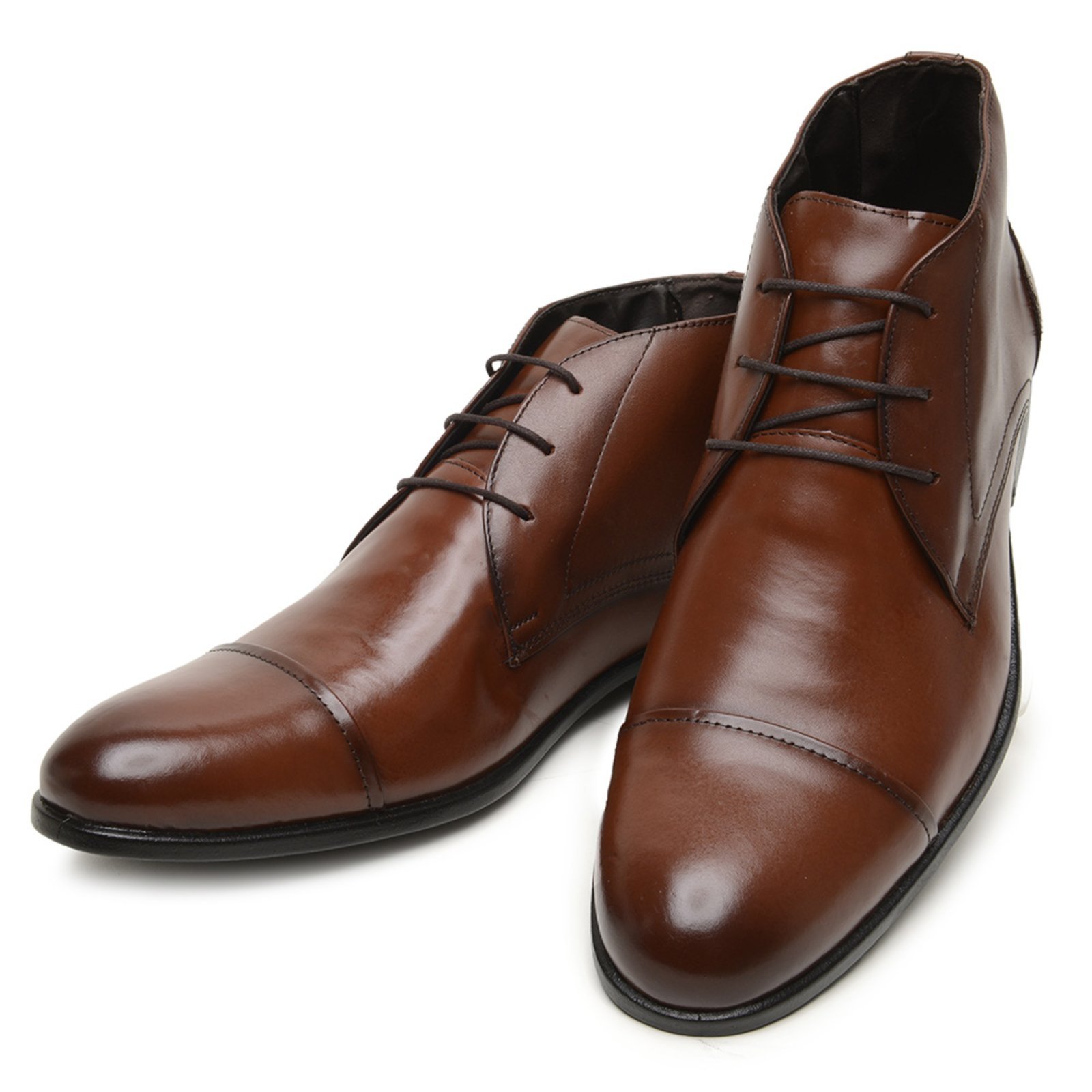 Sapato Masculino Cano Baixo Veritimo Bota Social Casual Em Couro Bico Redondo Leve Marrom