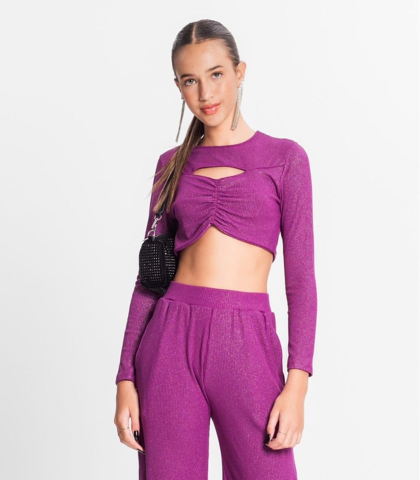 Infantil - Blusa Juvenil Feminina Em Ribana Canelada Minty Roxo