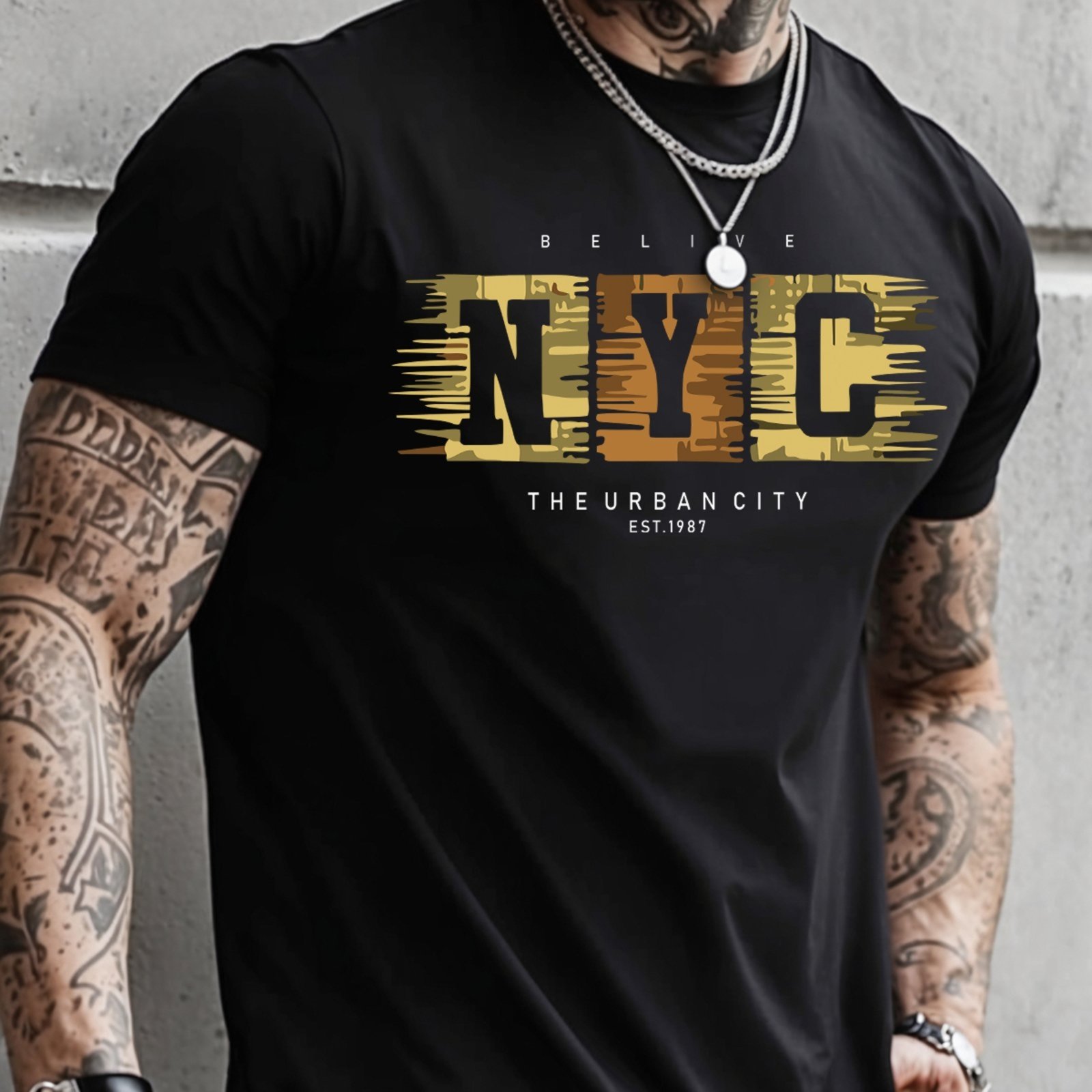 Camisa Masculina Algodão Camiseta Estampada Casual