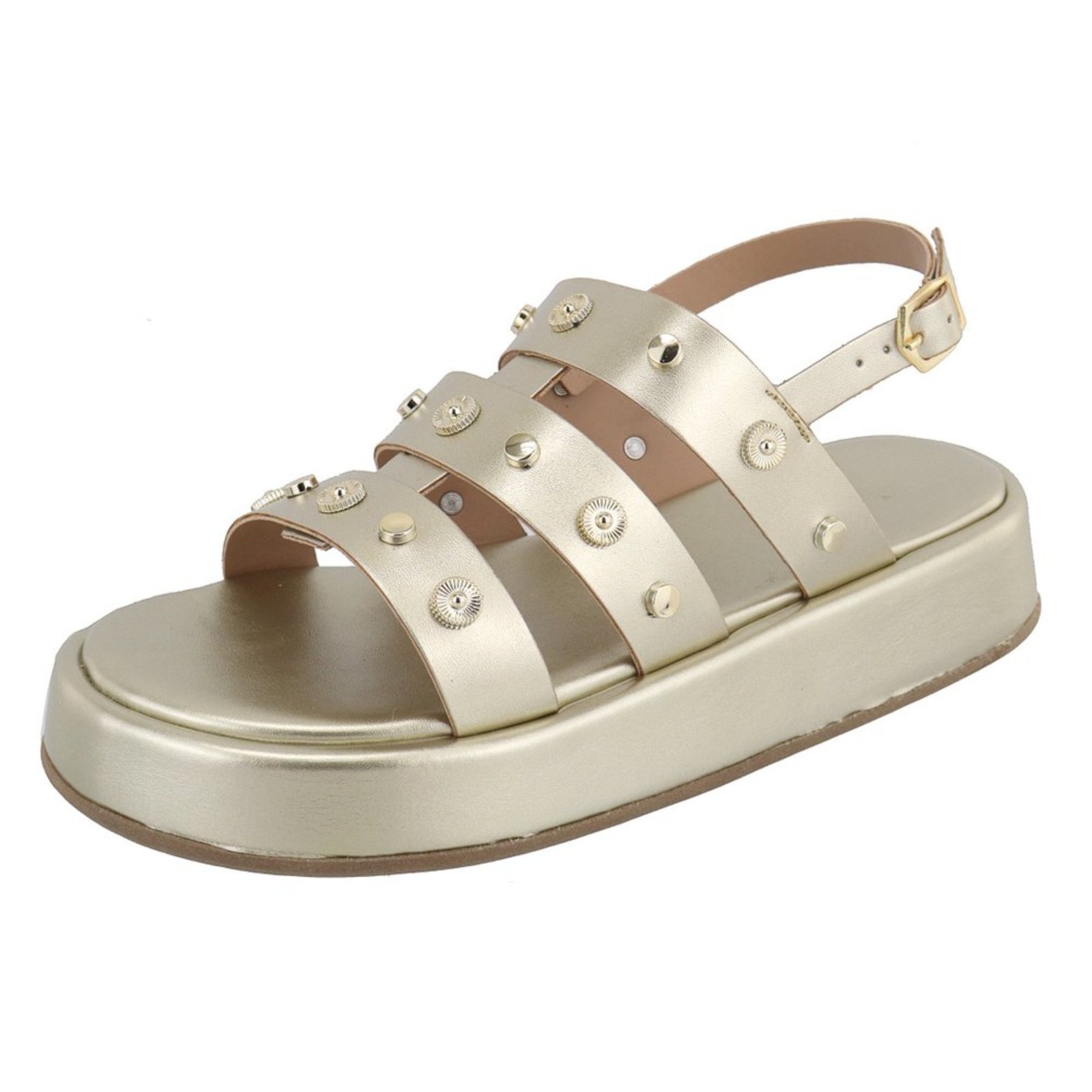 Papete Flat Sandalia Rasteira Feminina Ouro Light Vianza