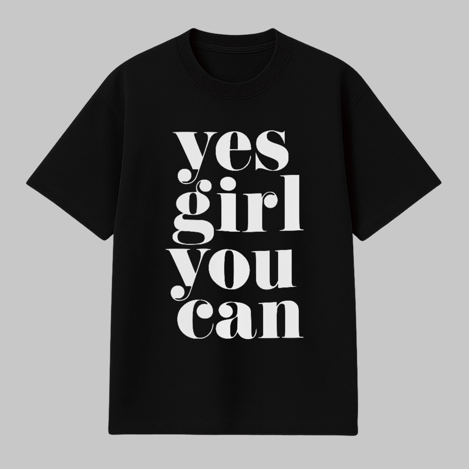 Camiseta Básica Yes Girl You Can Lettering Trend Style Preto