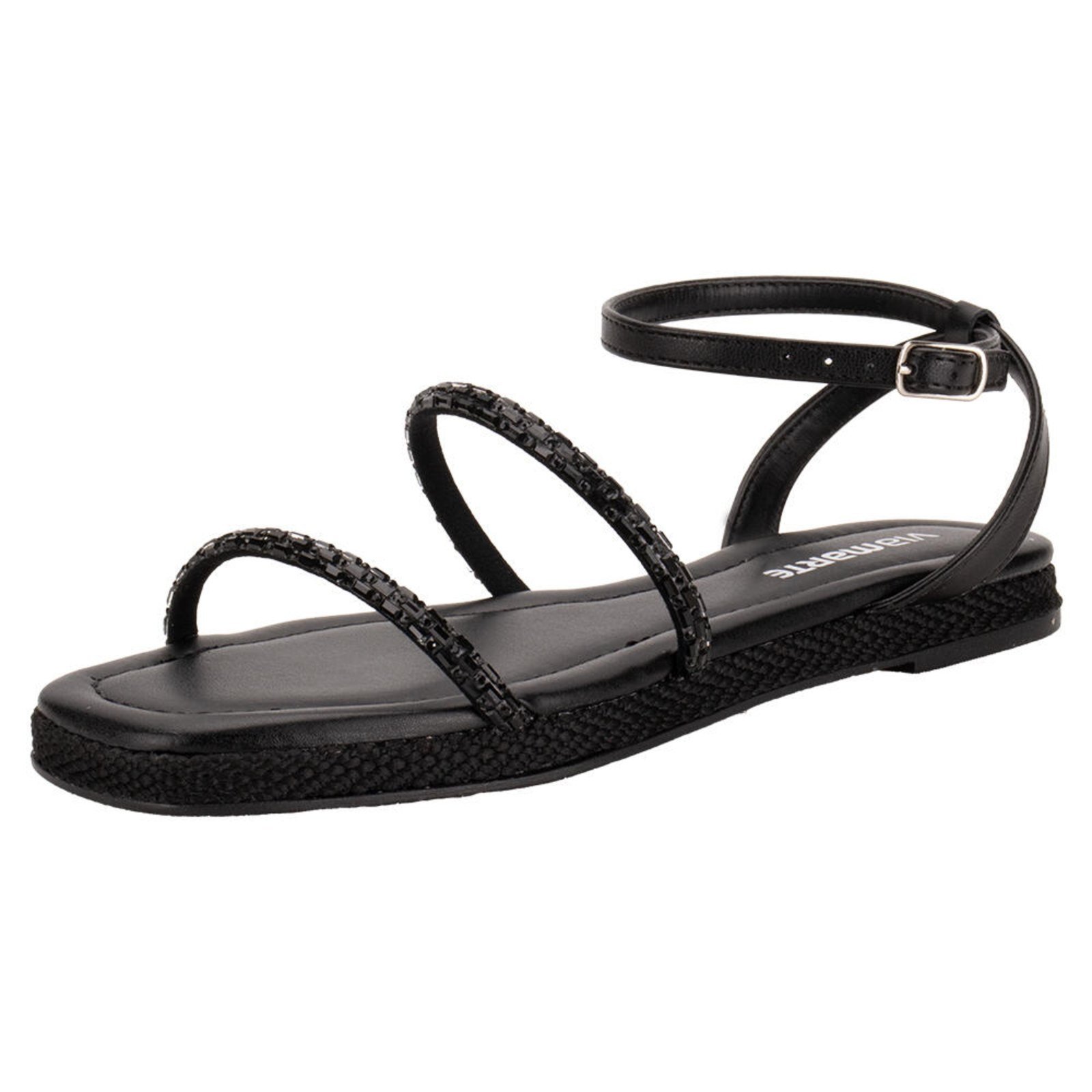 Sandália Feminina Flat Via Marte 110007 B5831107 Preto
