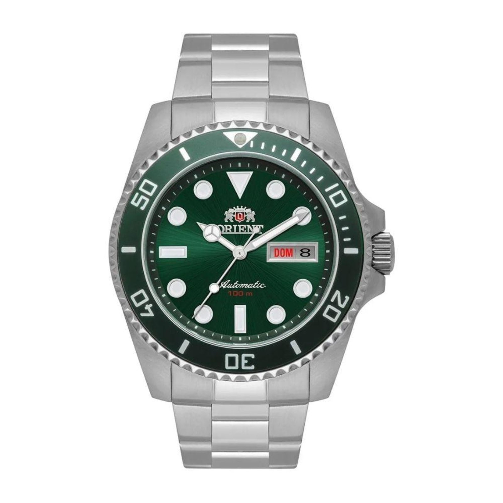 Relógio Masculino Automático Submariner Prata e Verde Orient - F49SS027NH E1SX Prata