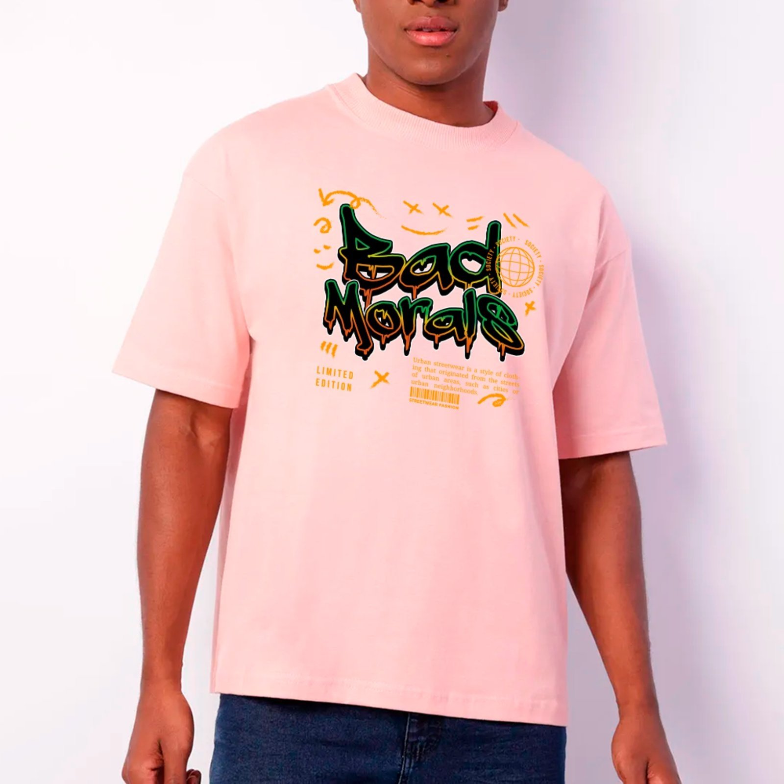 Camiseta Ousy Unissex Bad Morals Limited Edition Básica Rosa