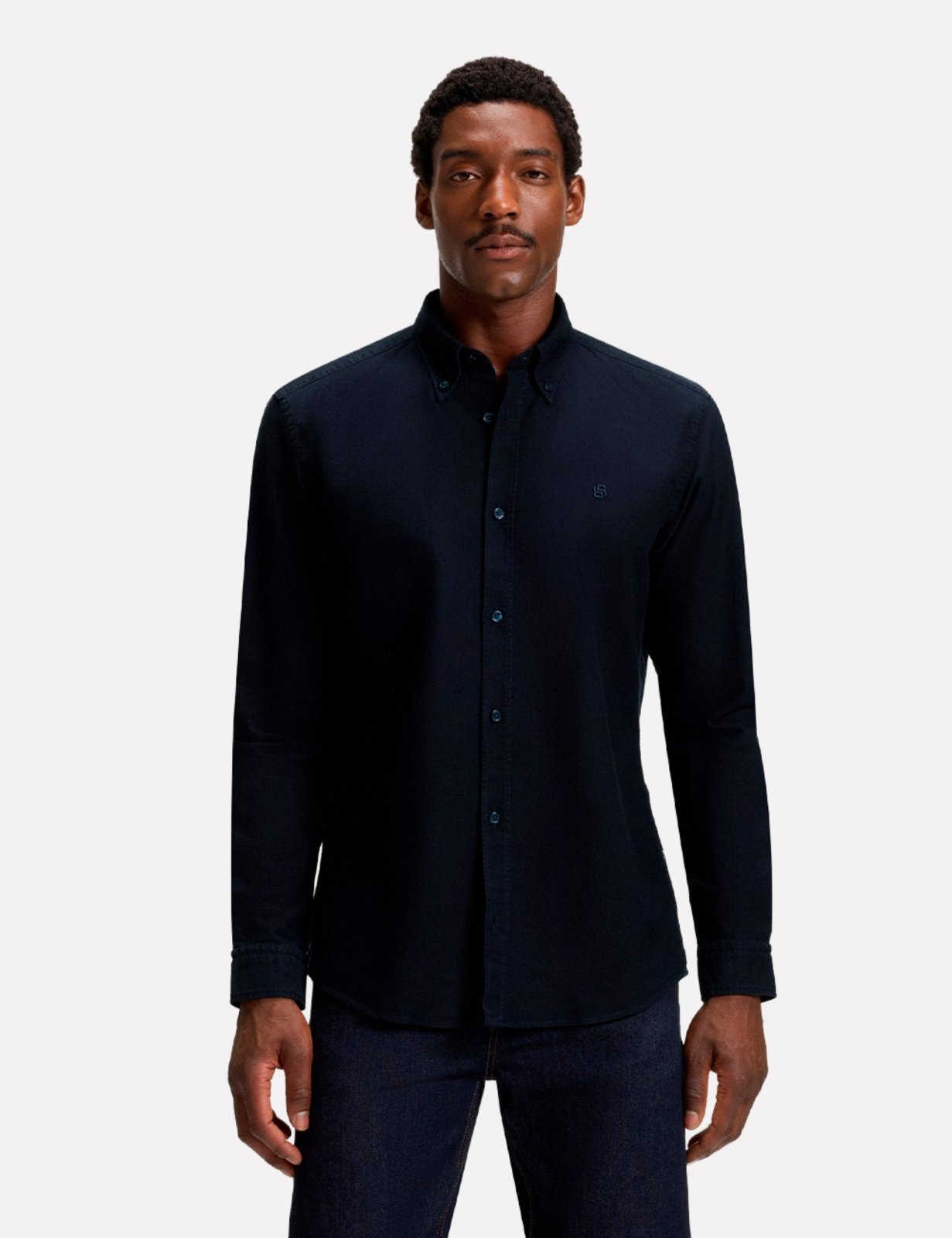 Vista 2 Camisa Hugo Boss Masculina Slim H-ROAN-BD-E-C1 azul marinho azul marinho