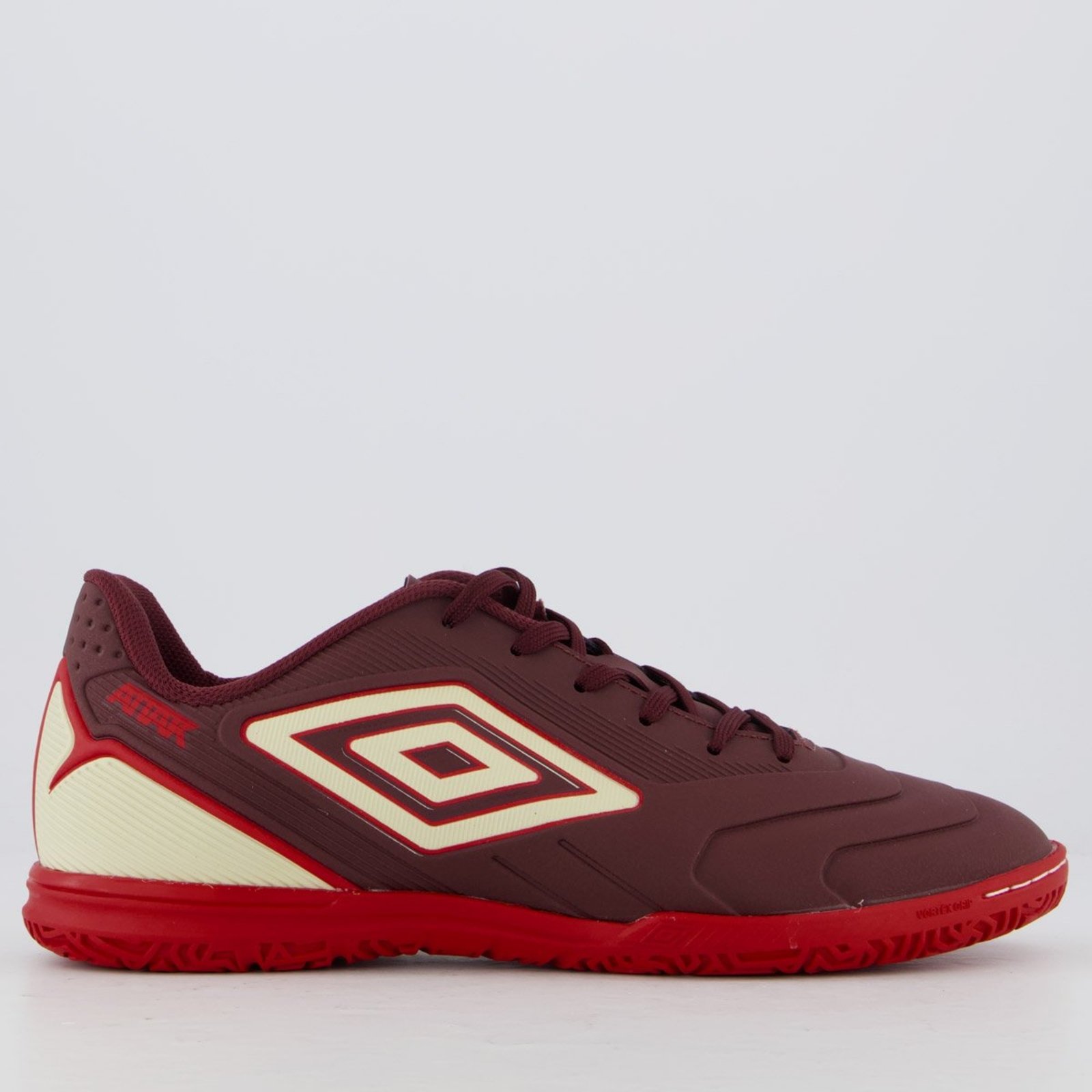 Chuteira Umbro Attak III Futsal Bordô e Branco