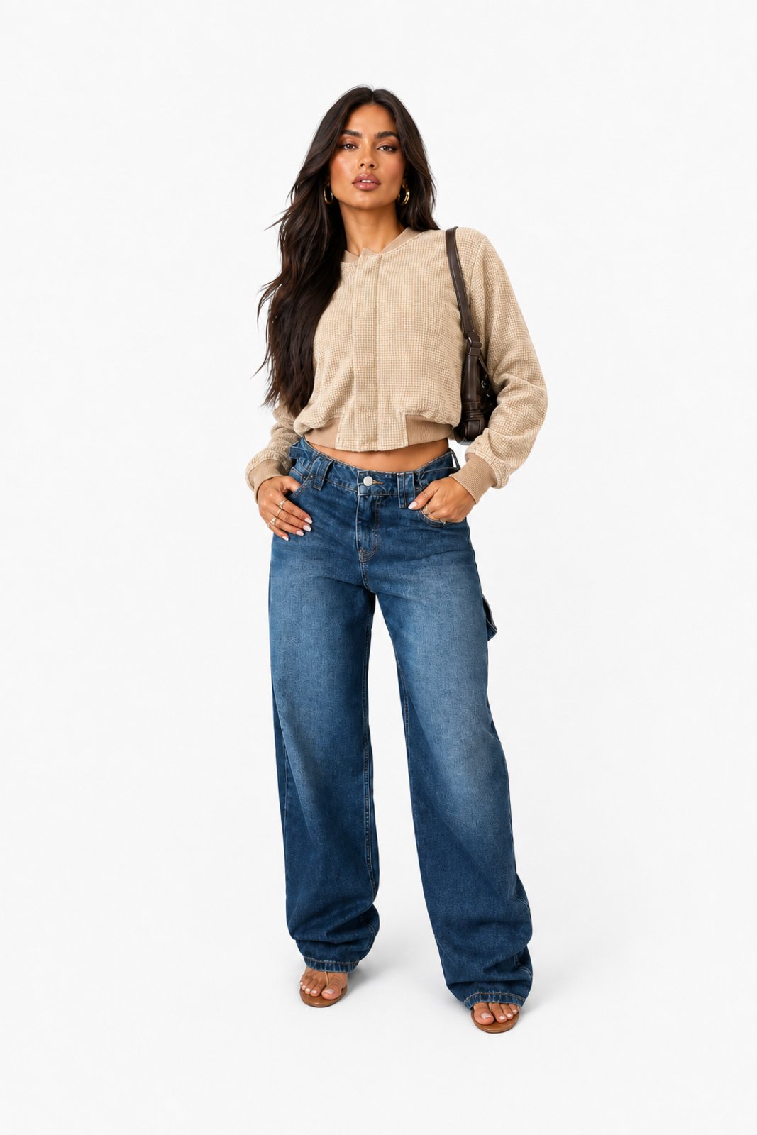 Casaco D Bell Outlet Fashion Texturizado Bege