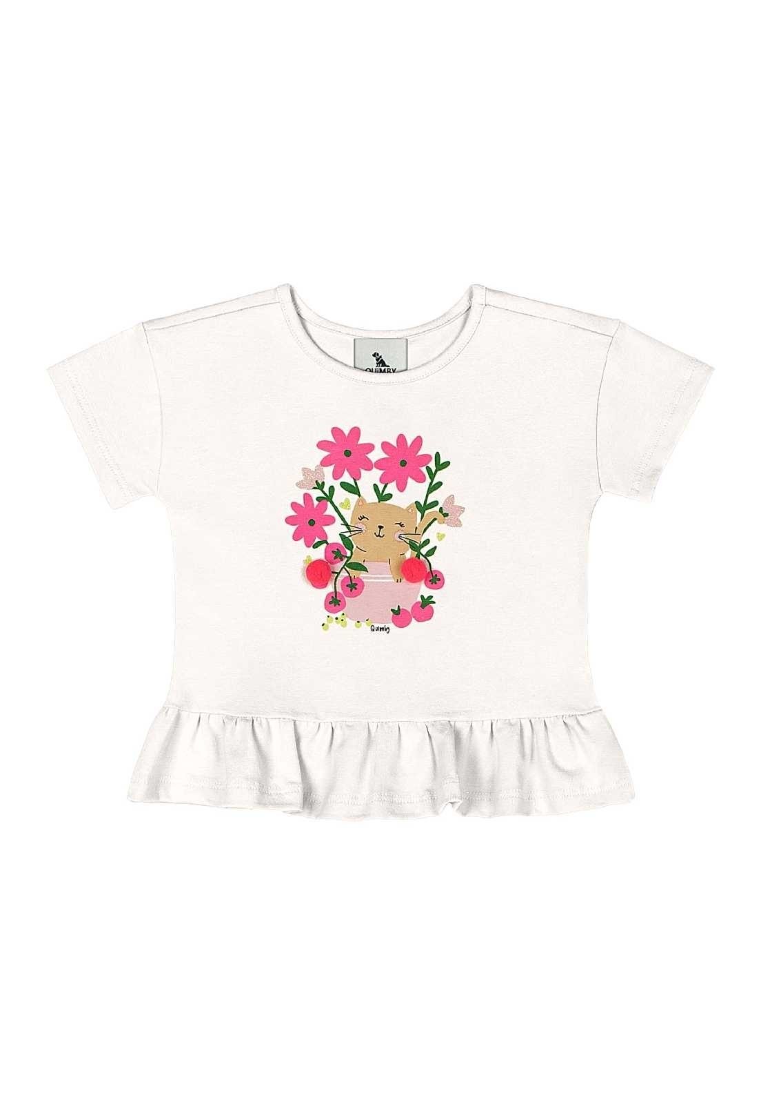 Vista 2 Infantil - Blusa com Glitter e Pompom Quimby bege Quimby bege