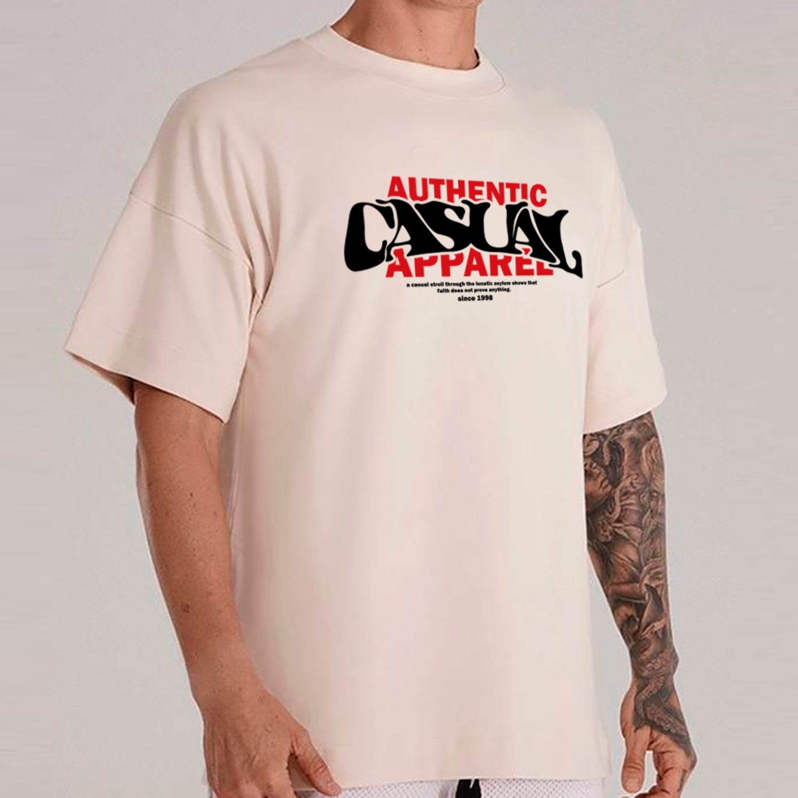 Vista 2 Camiseta Ousy Streetwear Casual Authentic Visual Impactante Oversized Off White off-white white ousy off-white white