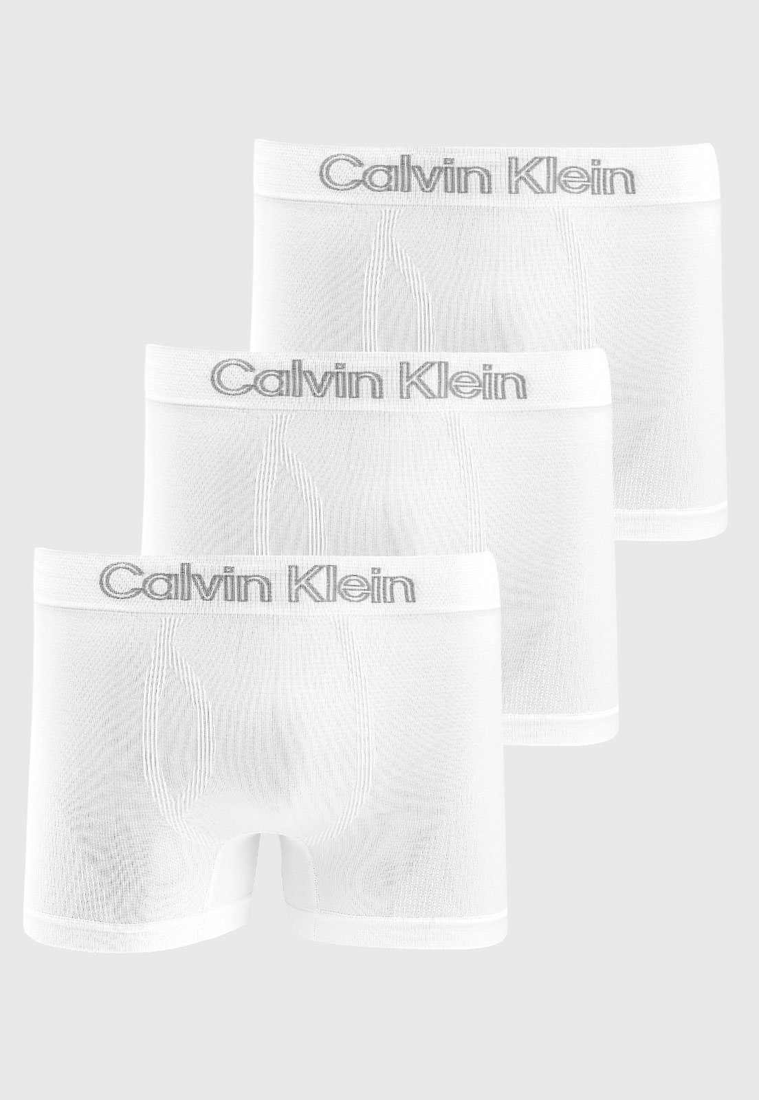 Kit 3pçs Cueca Calvin Klein Underwear Boxer Sem Costura Branca