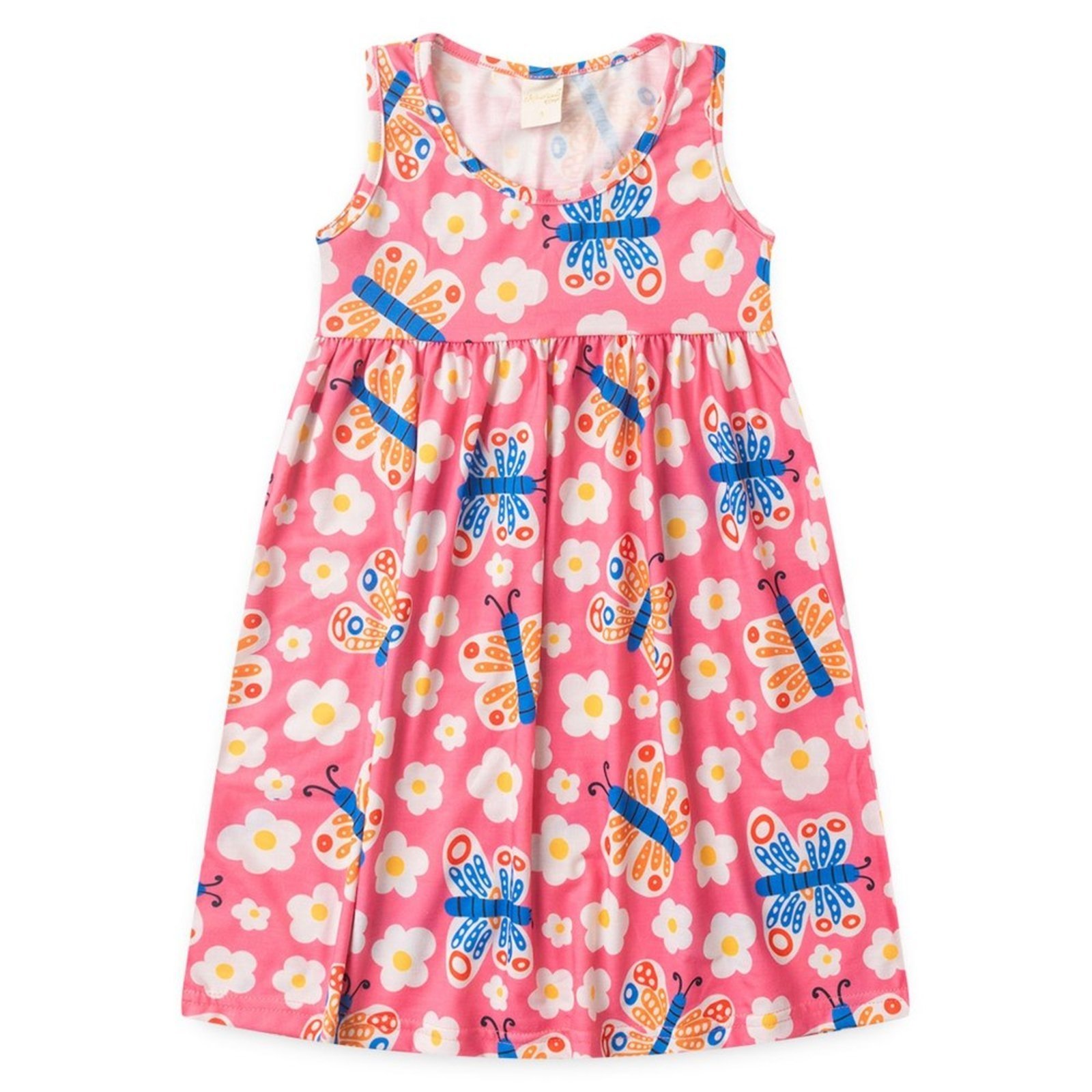 Vista 3 Infantil - Vestido Molekada Regata Verão Menina Borboletas rosa Molekada rosa
