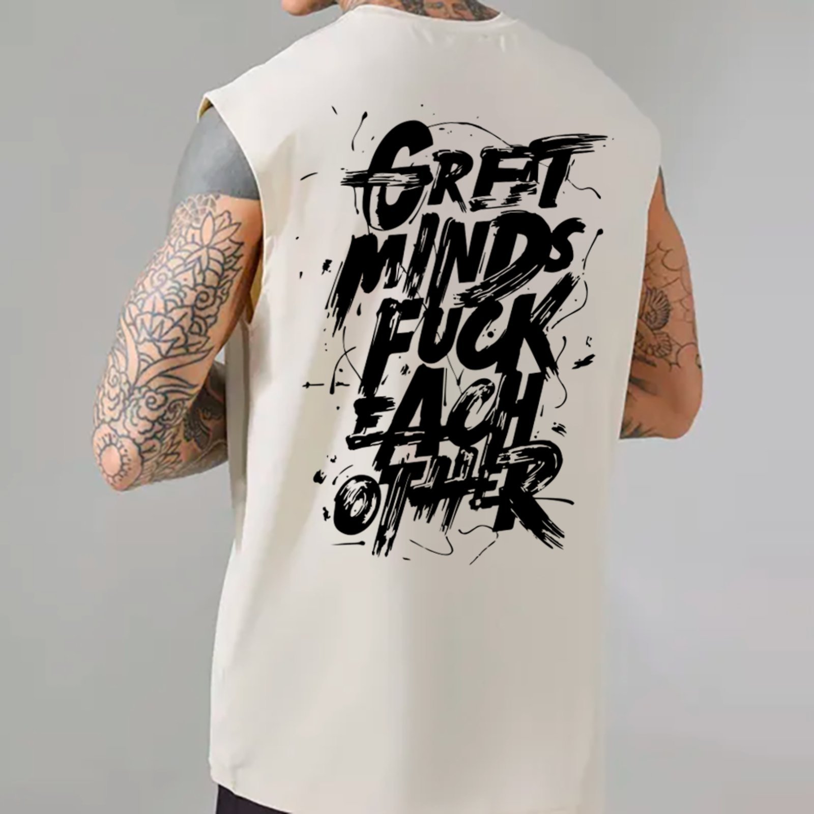 Camiseta Regata Machão Ousy Great Minds Oversized Masculina Branco