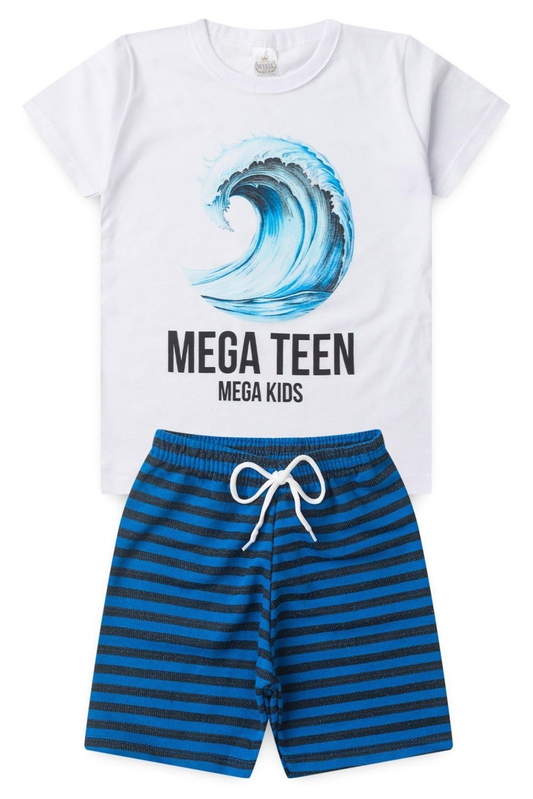 Infantil – Conjunto Verão Masculino Mega Mega – Branco