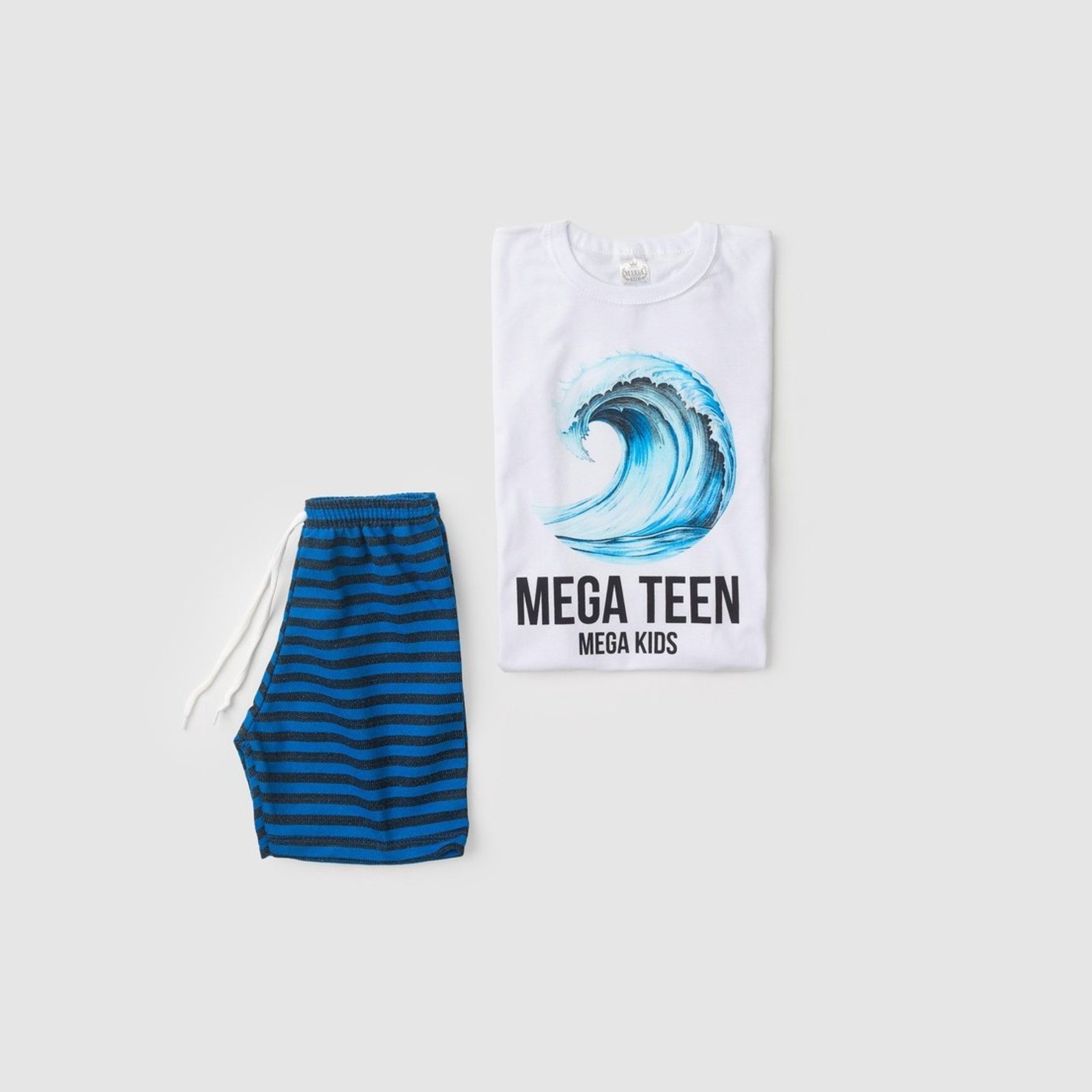 Vista 3 Infantil - Conjunto Verão Masculino Mega Mega - Branco Mega Kids unico Mega Kids unico