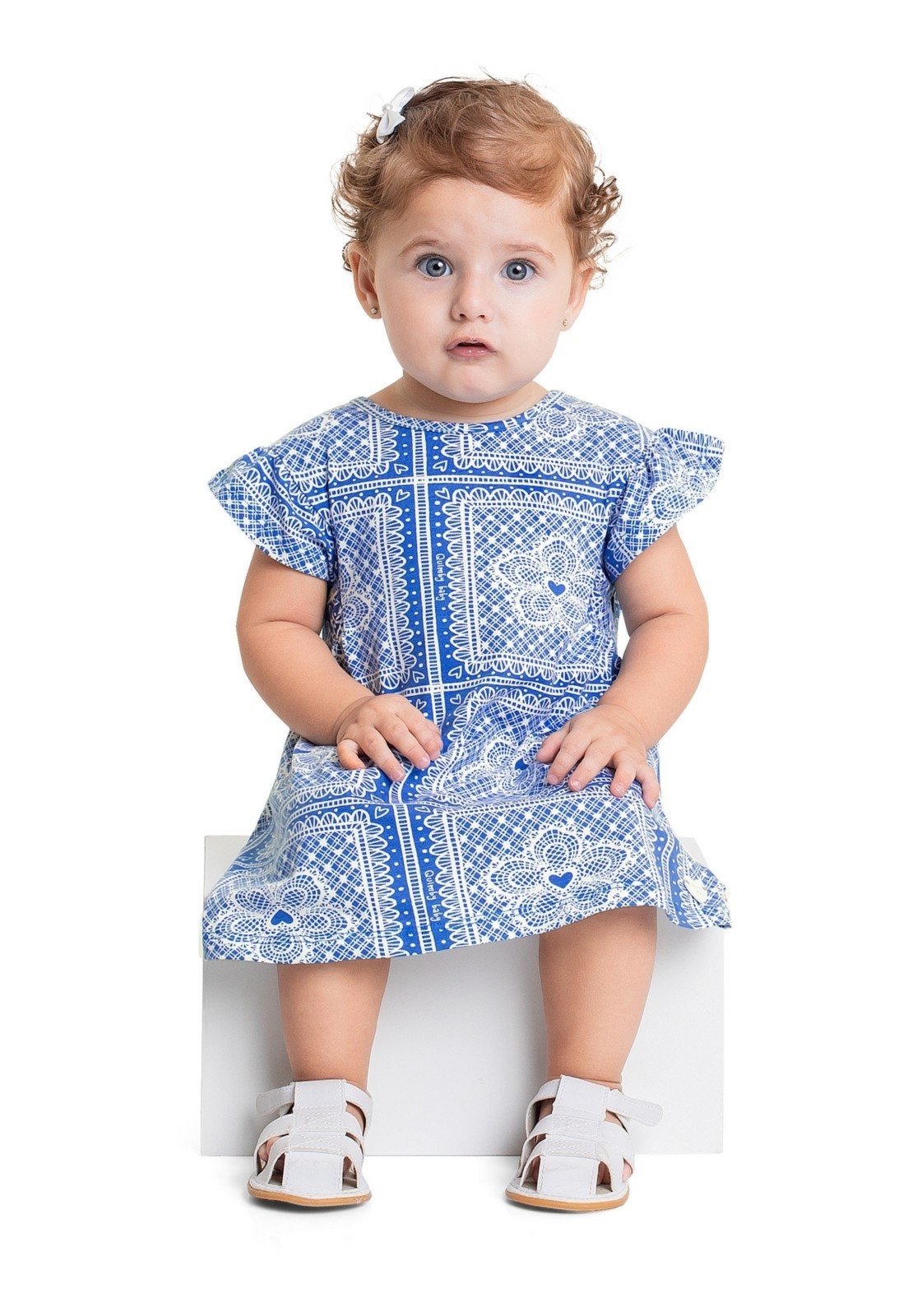 Infantil – Vestido Estampado para Menina Quimby Azul
