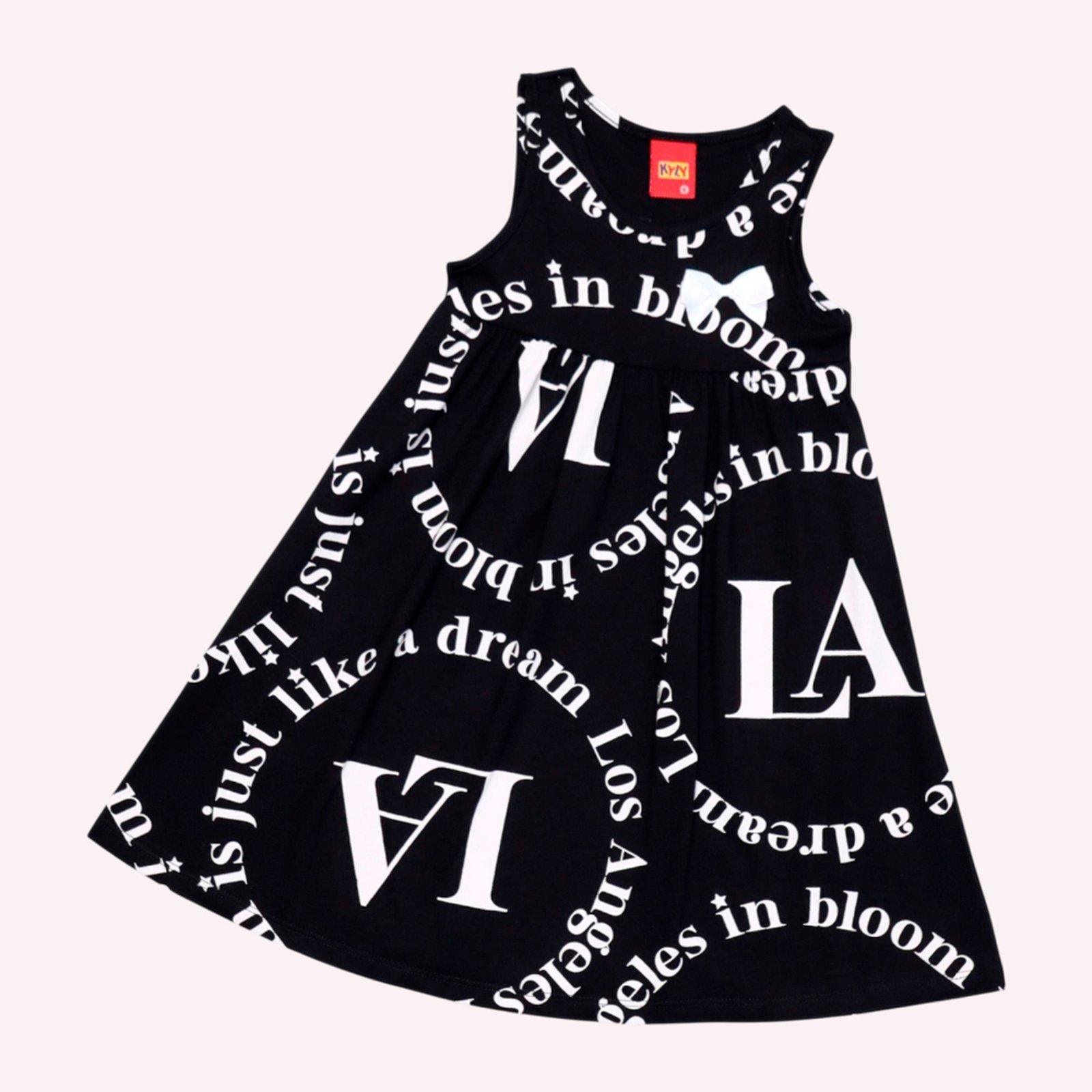 Vista 3 Infantil - Vestido Menina Estampado Kyly preto Kyly preto