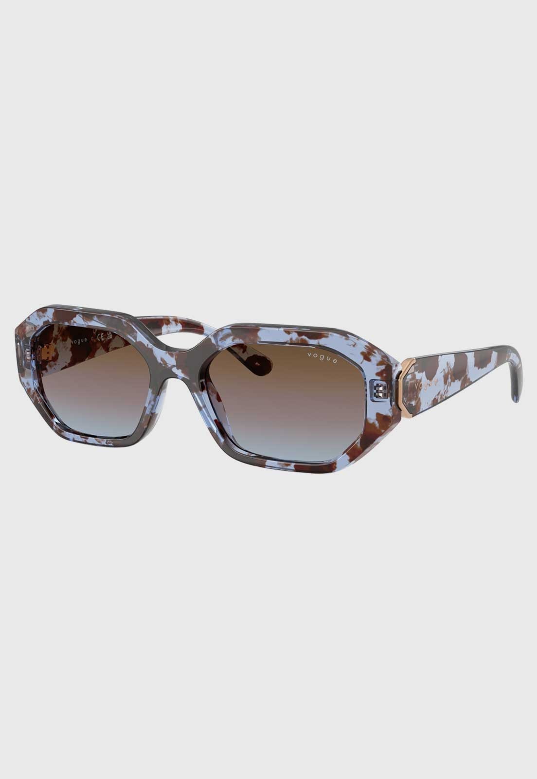 Óculos Feminino Vogue Geométrico Marmorizado Marrom