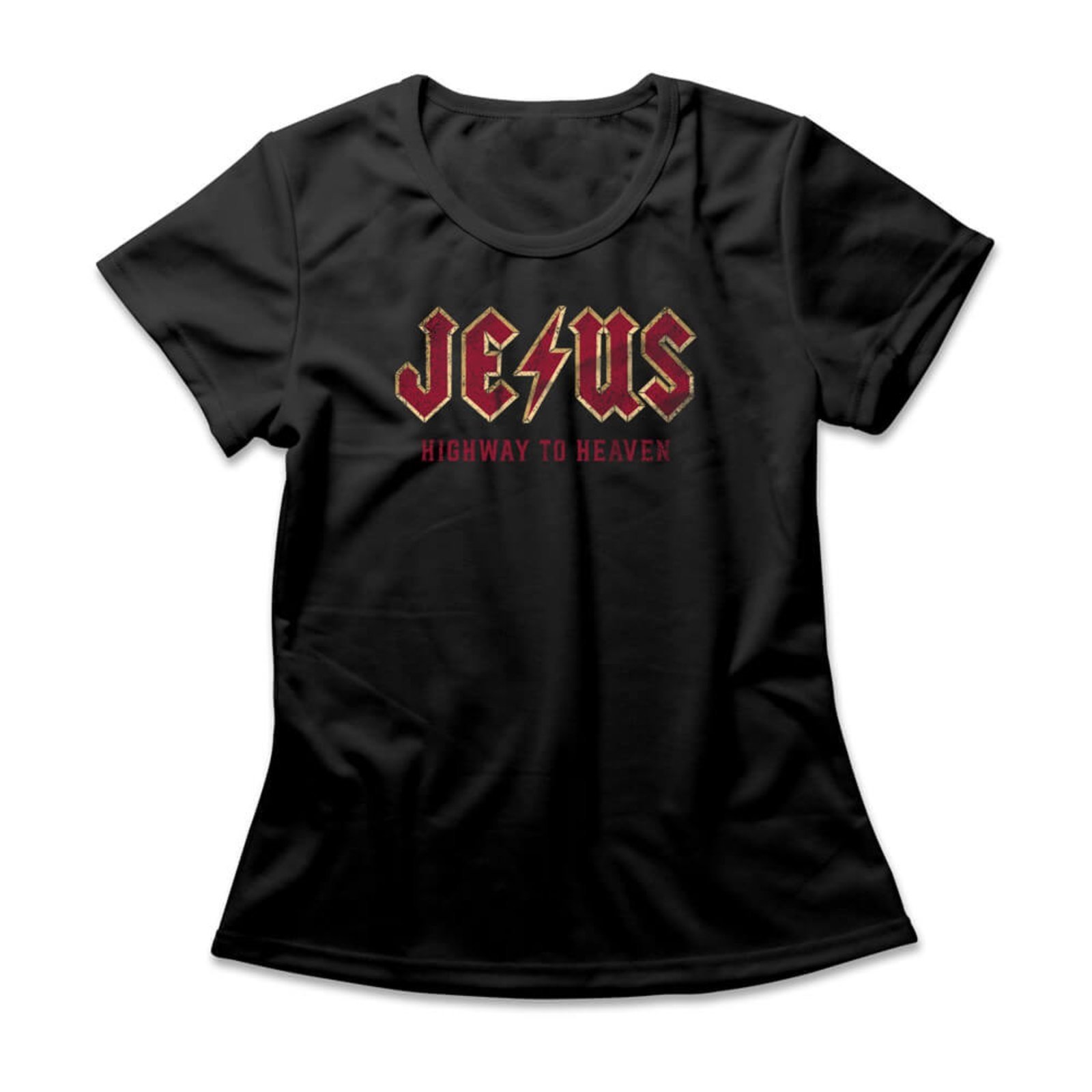 Camiseta Feminina Jesus Highway To Heaven – Preto – Casual – Studio Geek