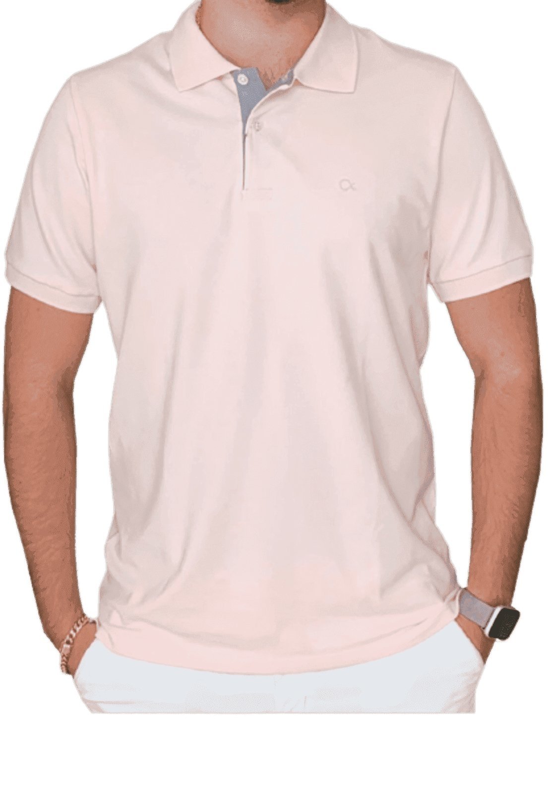 Camisa Polo Basica Ogochi Slim Fit Rosa