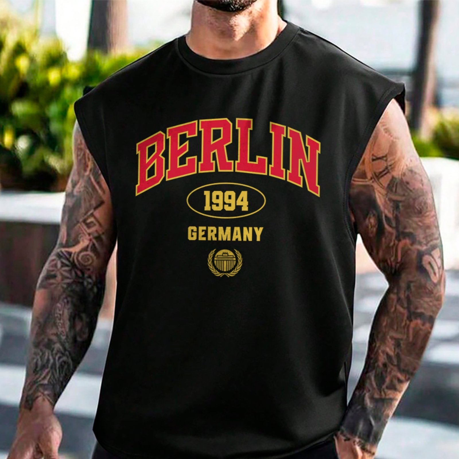 Camiseta Regata Machão Berlin Germany 1994 Vintage Moda Preto