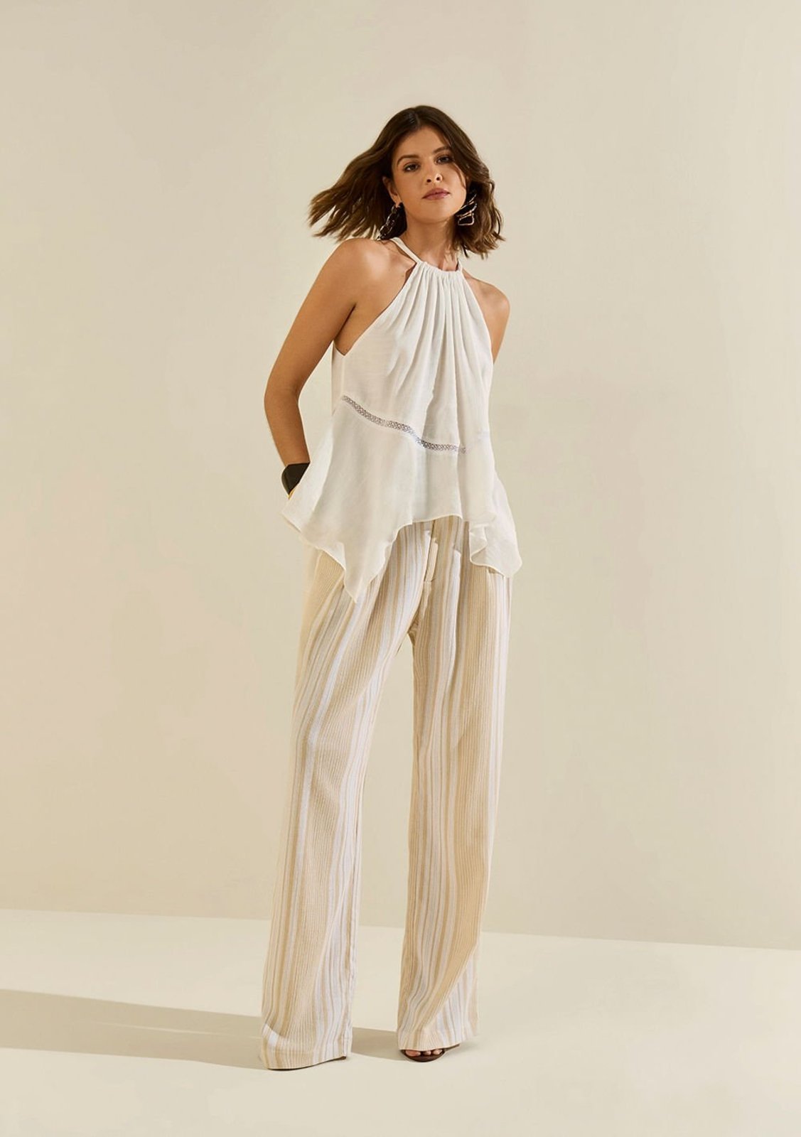 Calça Morena Rosa Wide Alta Off-white