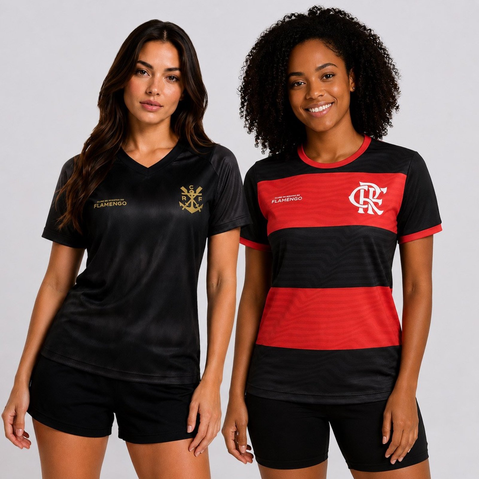 Kit 2 Camisas Flamengo Emoção e Energia Feminina Preta