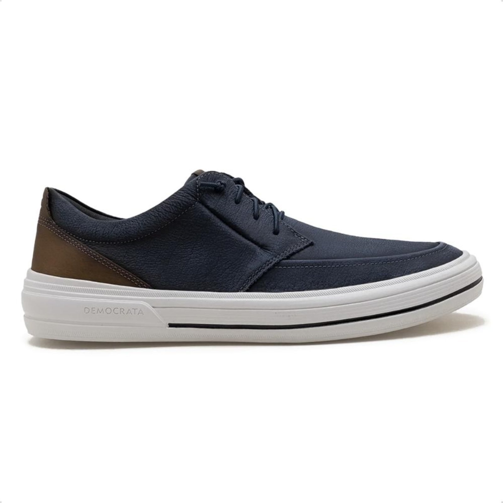 Sapatênis de Couro Democrata Masculino Clay 290302 Azul Marinho