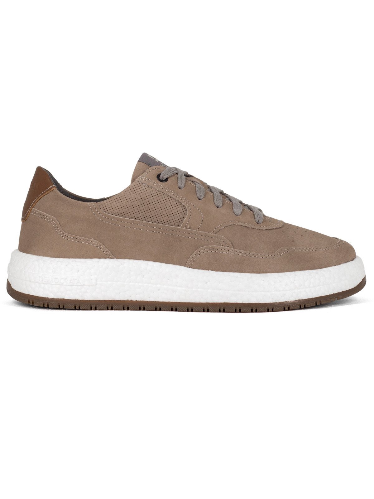 Tênis Masculino Democrata Denim Drake Pulse Couro Cadarço Confortável Marrom Rato