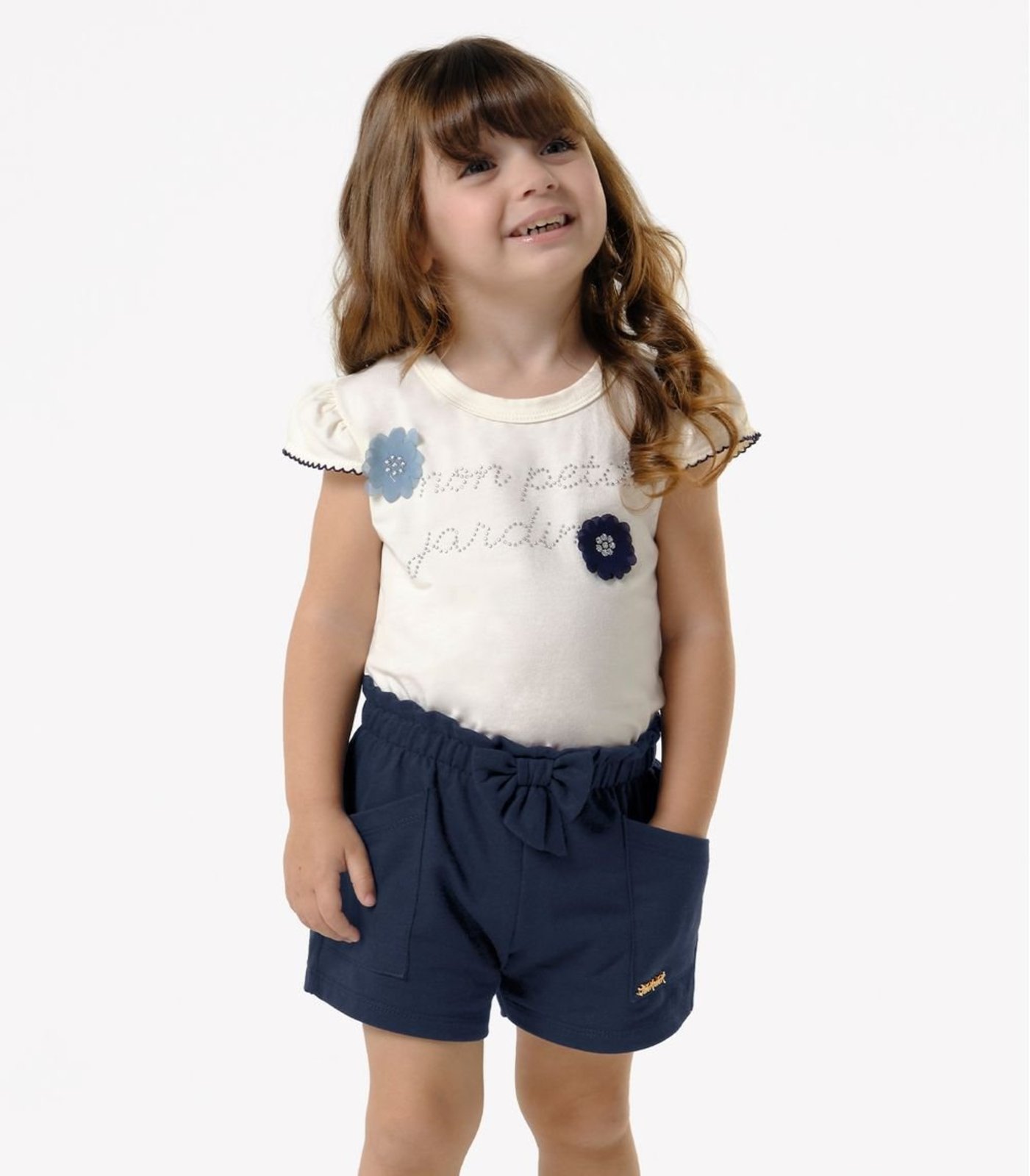 Infantil - Shorts Feminino Moletinho Trick Nick Azul