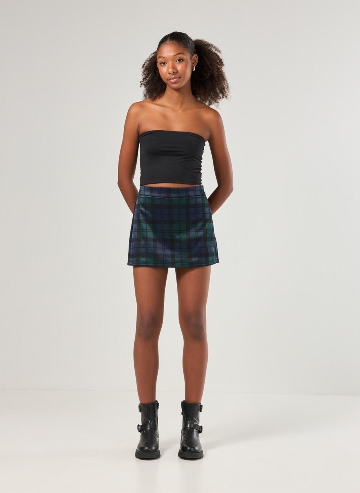 Short Saia Xadrez Azul