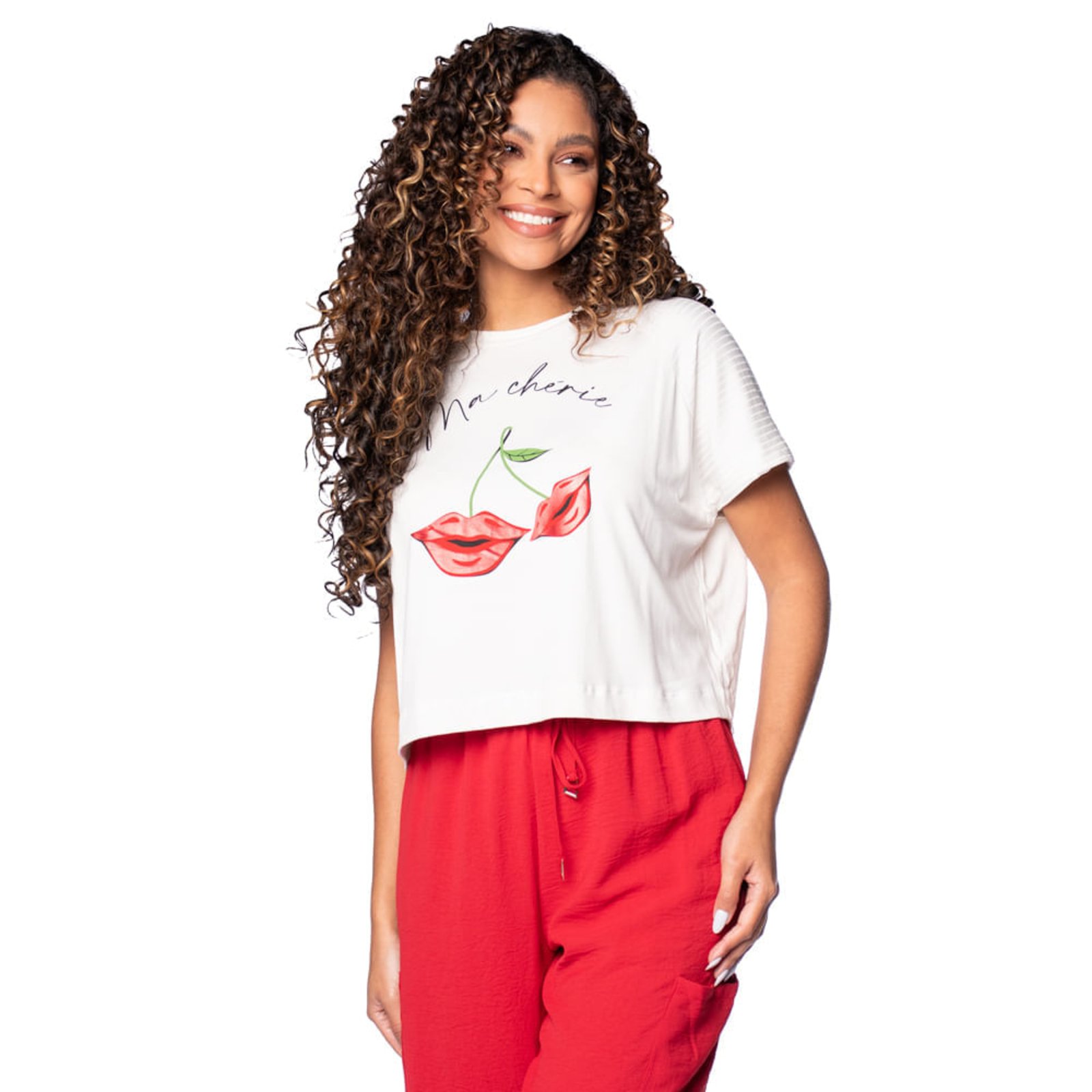 Blusa Endless Feminina Rovitex Bocas e Textura Off White