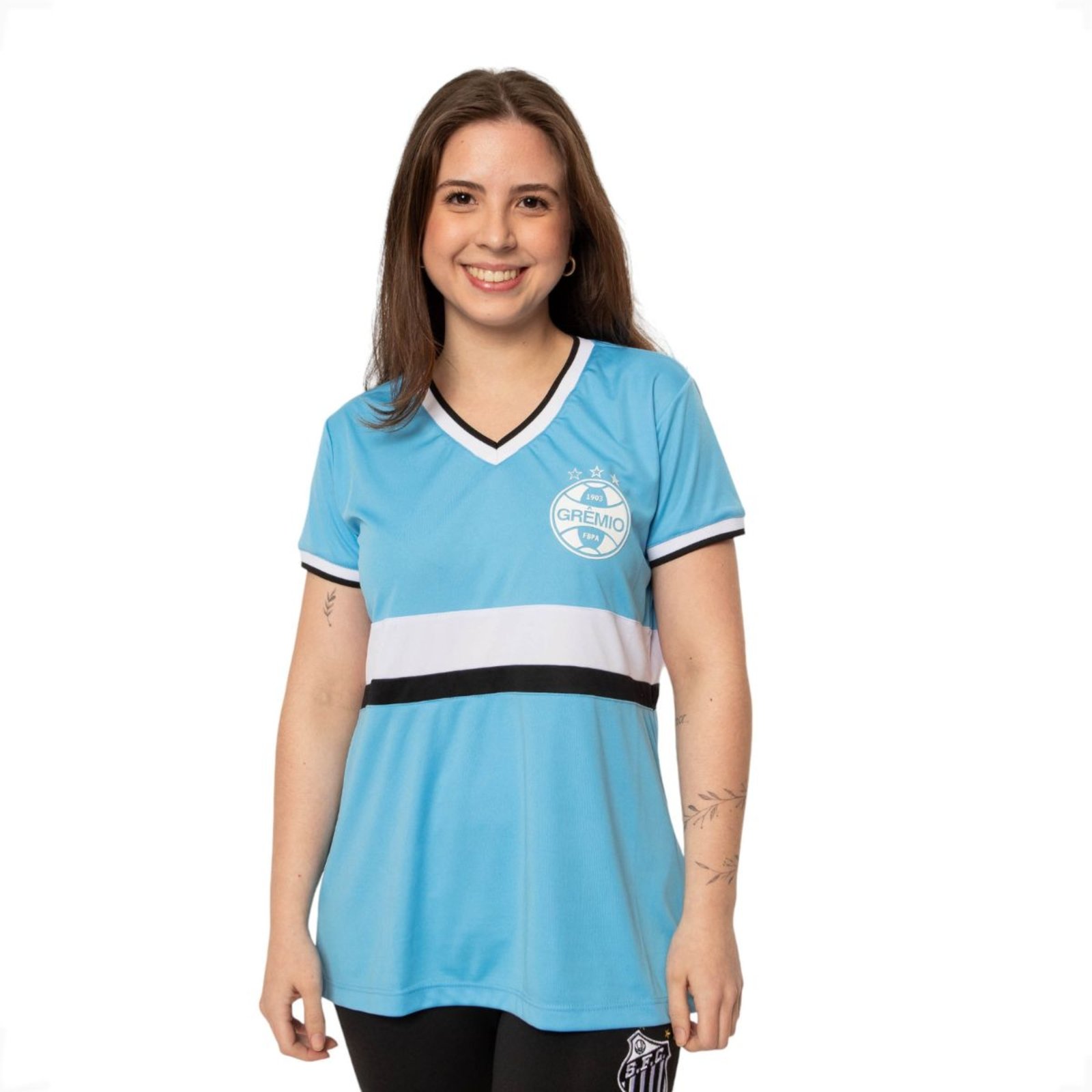 Camiseta Feminina Grêmio Baby Look Esportiva Rumo à Gloria Azul