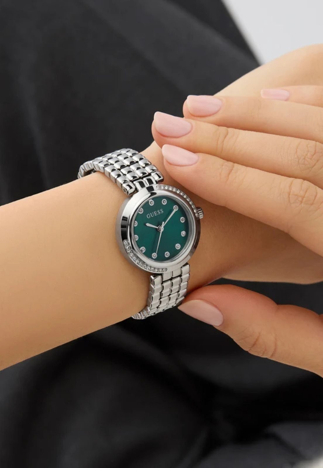 Vista 3 Relógio Guess Aço Redondo Analógico Verde e Prata prata verde Guess prata verde