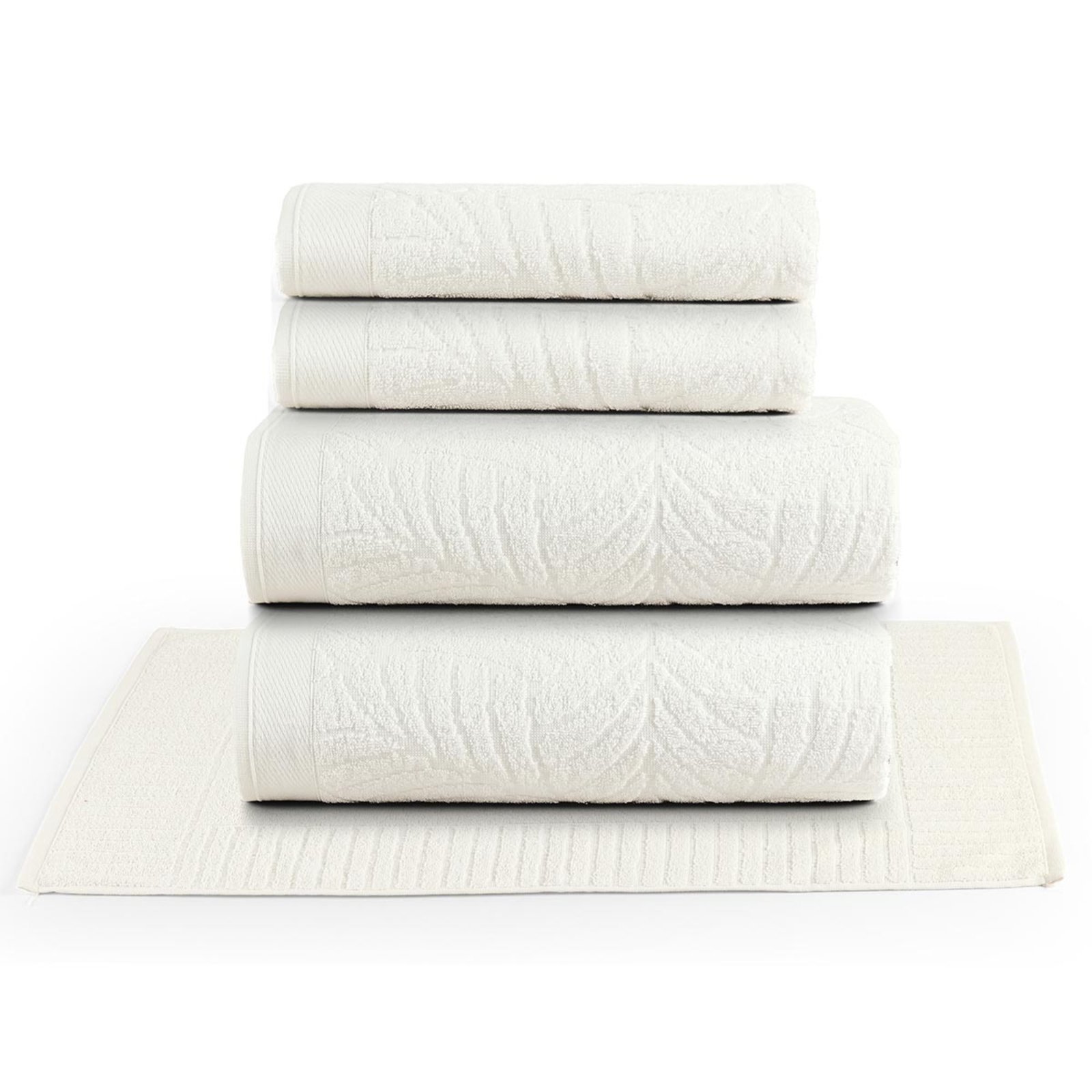 Jogo de Banho Casa Scarpa Native Toalhas Macias Costela de Adão Algodão Fio Penteado 5 Peças Off White