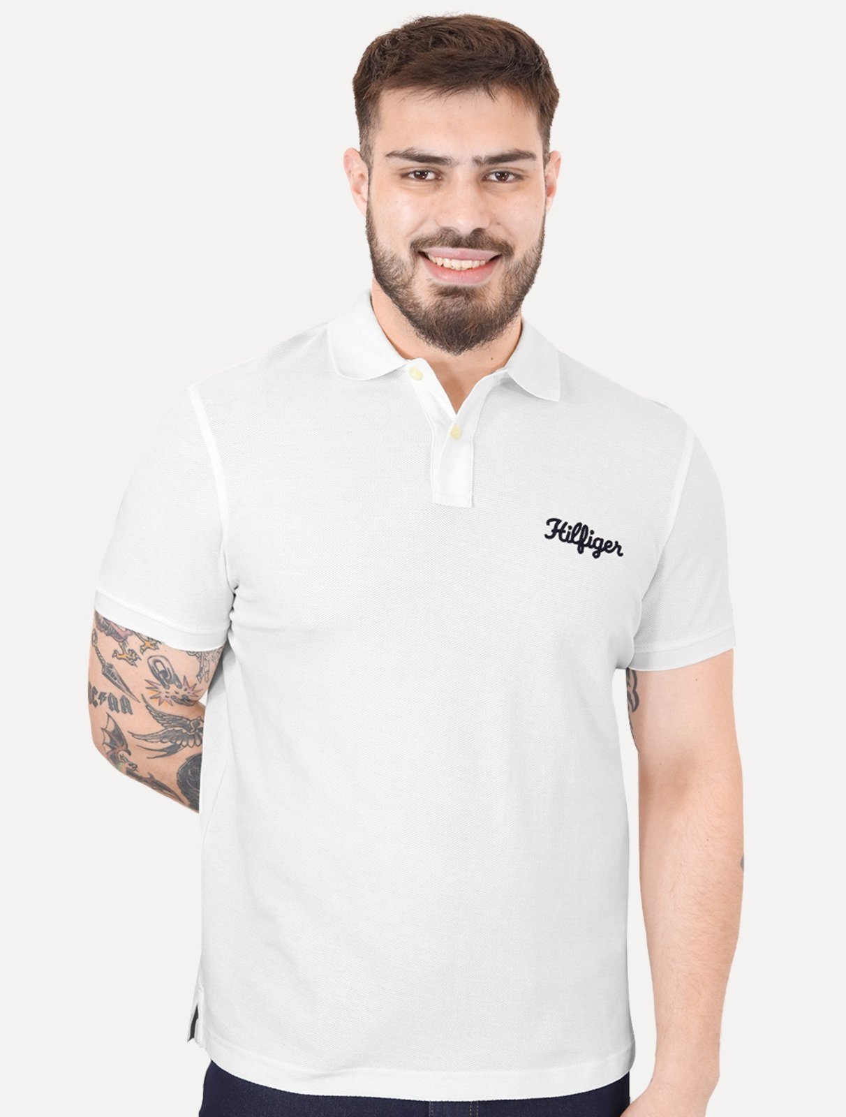 Polo Tommy Hilfiger Masculina Regular Piquet Graphic Icon Embroidery Branca