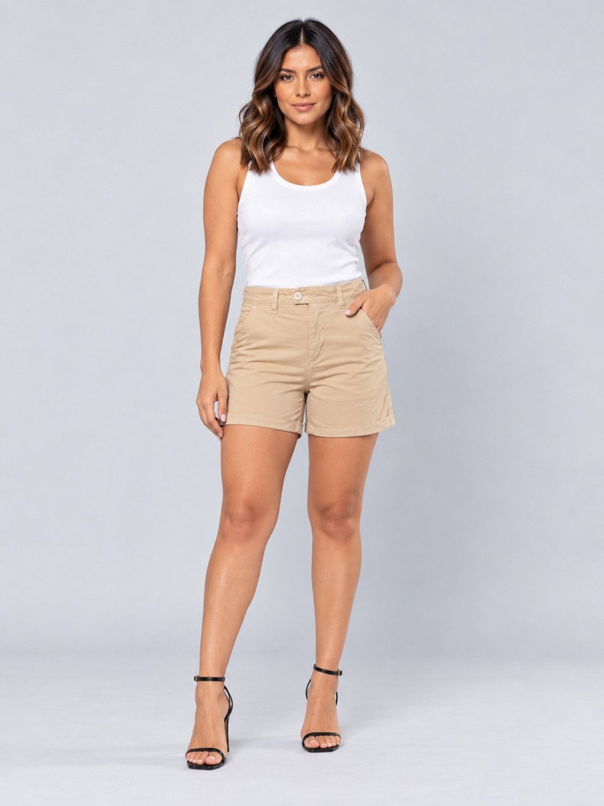 Bermuda Feminino de Sarja Meia coxa Color Crocker