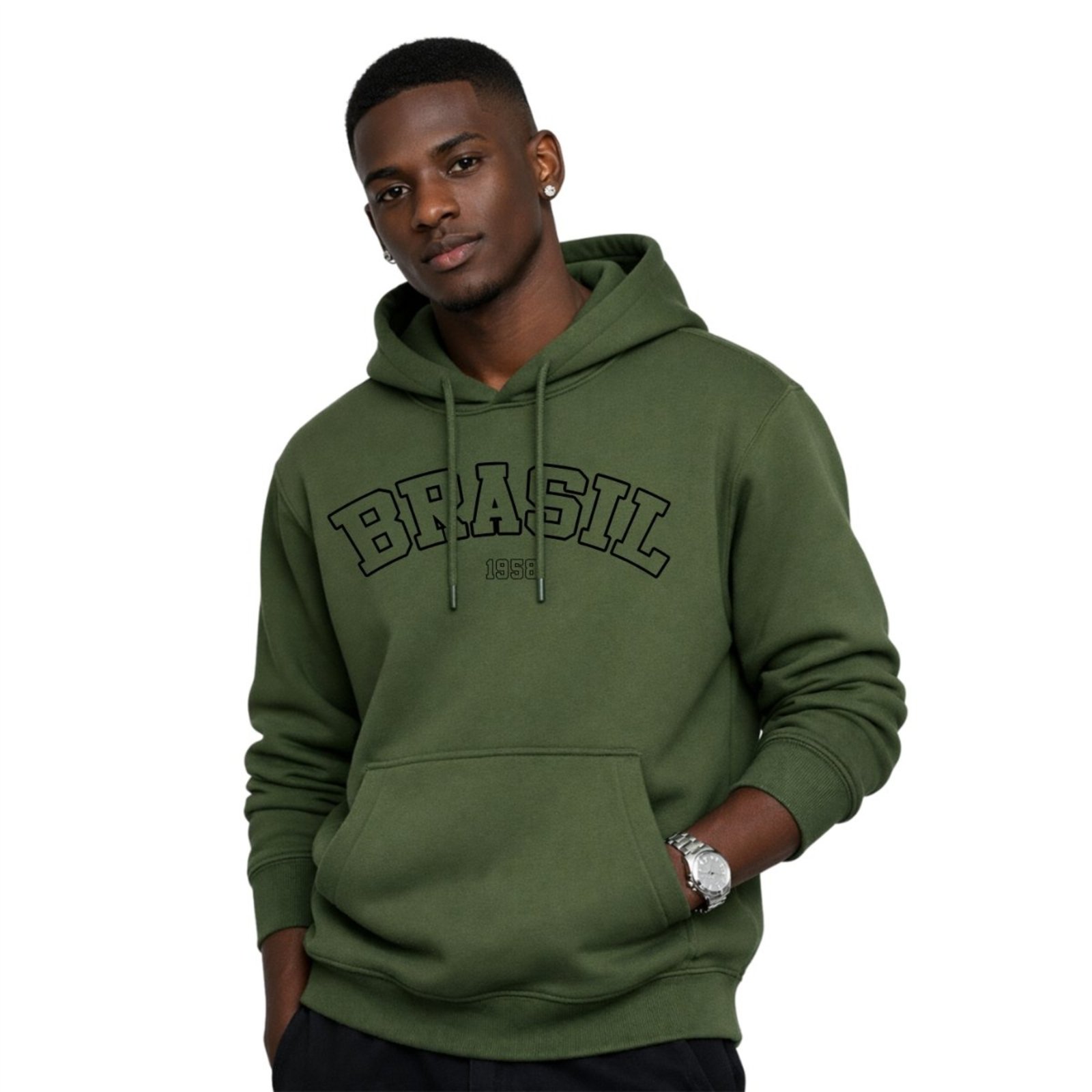 Moletom Com Capuz Masculino Brasil 1958 Casaco Street Casual Premium