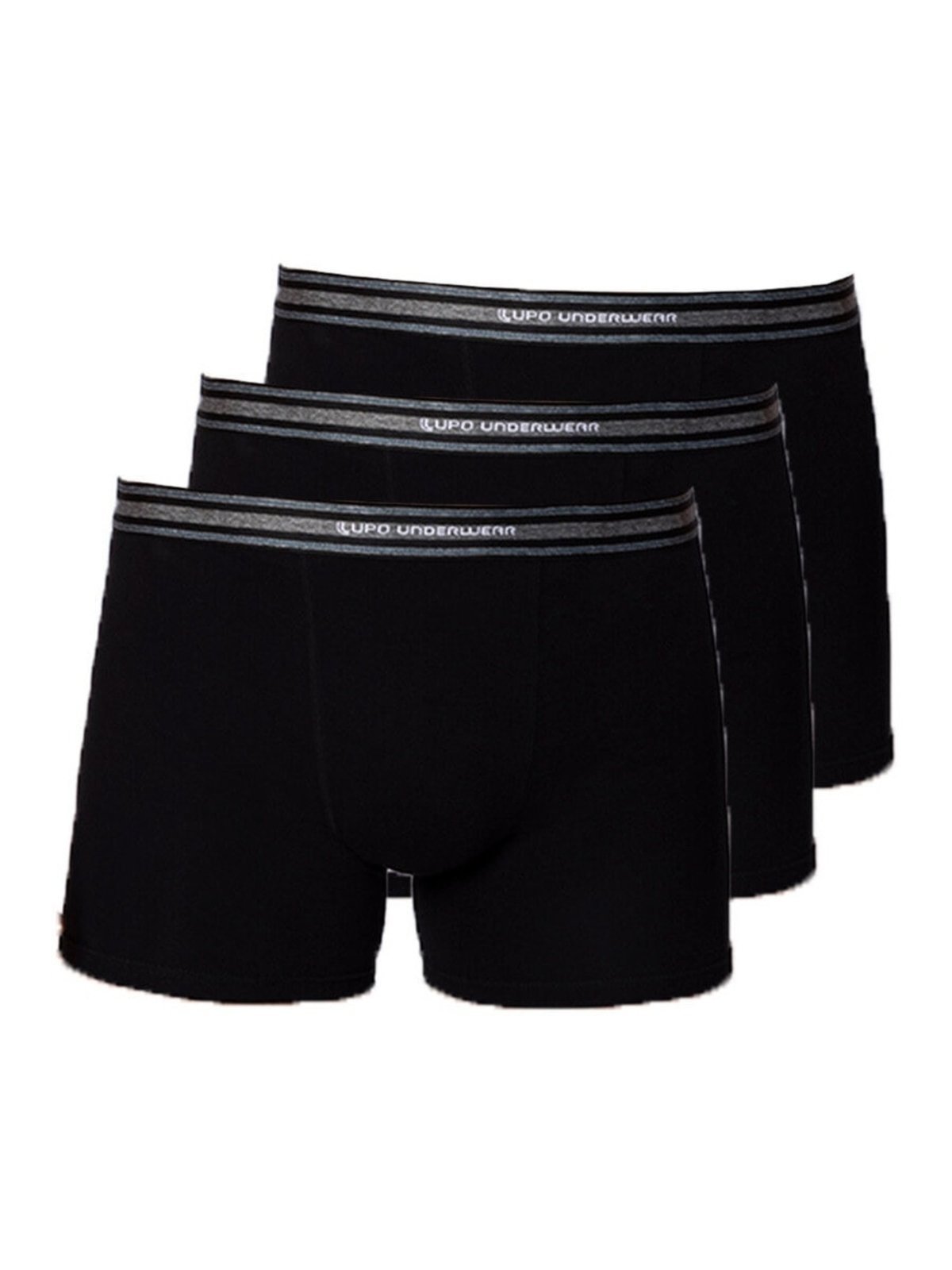 Kit com 3 Cuecas Boxer Lupo 523-003 Preto