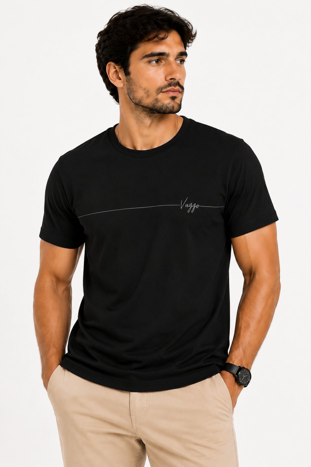Camisa Masculina D Bell Outlet Fashion Algodão Basic Preto