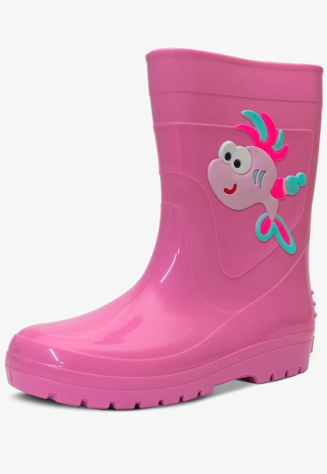Vista 2 Infantil - Bota Galocha Feminina Pópidi Peixe rosa Pópidí rosa