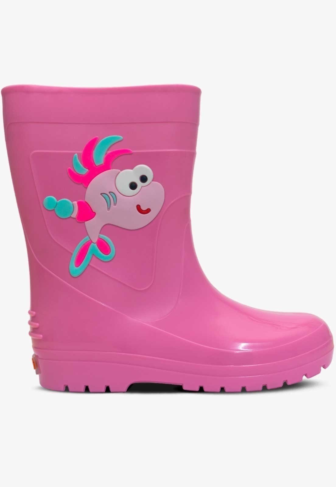 Vista 3 Infantil - Bota Galocha Feminina Pópidi Peixe rosa Pópidí rosa