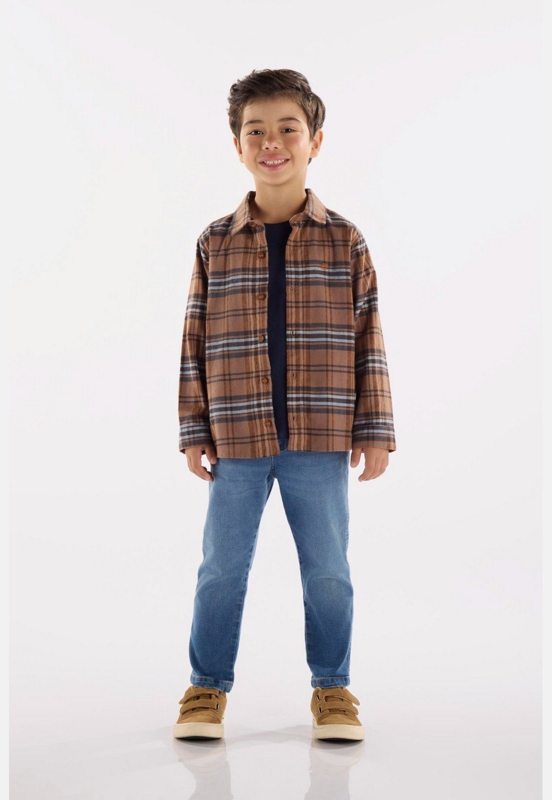 Infantil – Camisa em Flanela Xadrez Up Baby Marrom