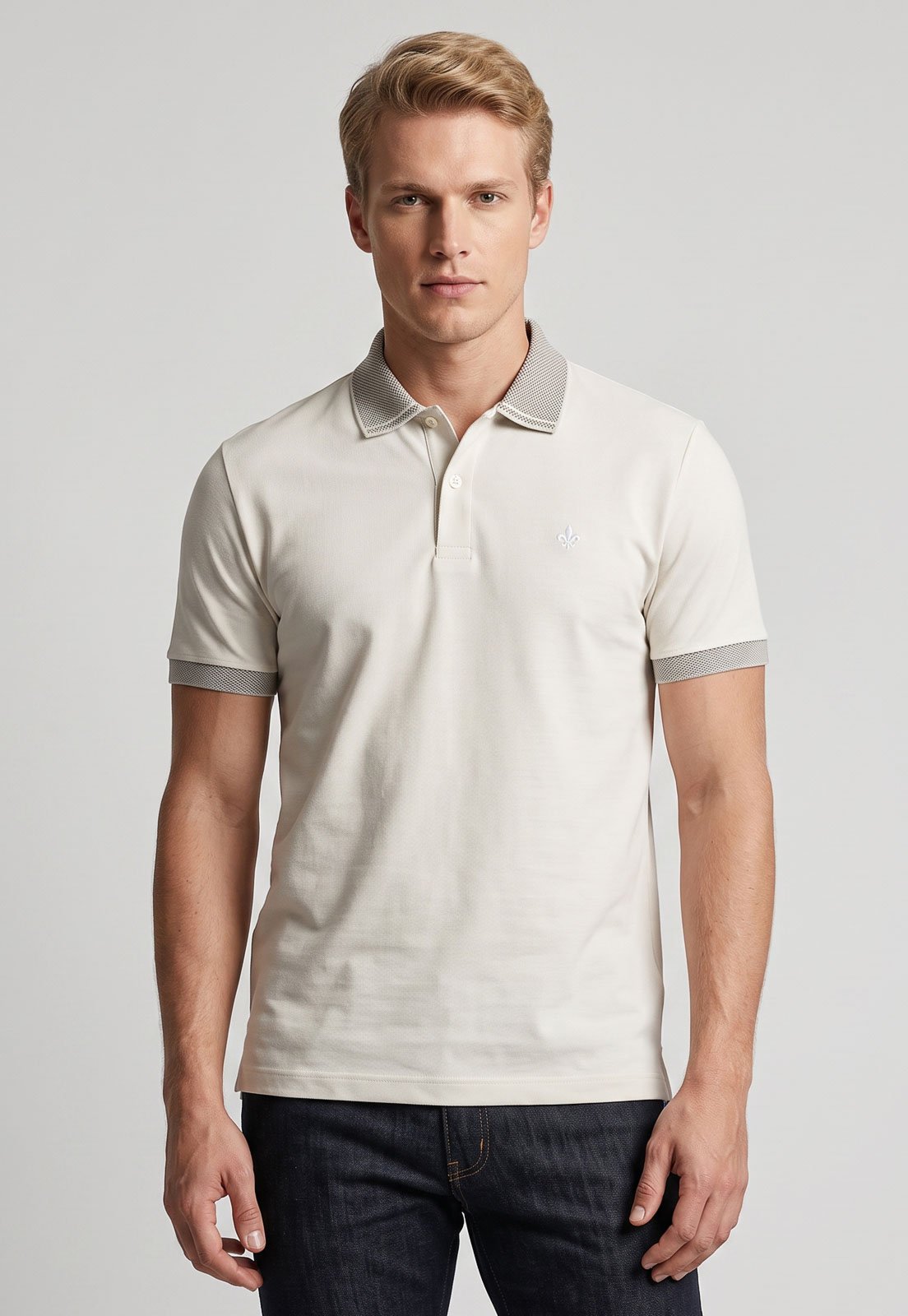 Polo Masculina Dudalina Logo Off-White