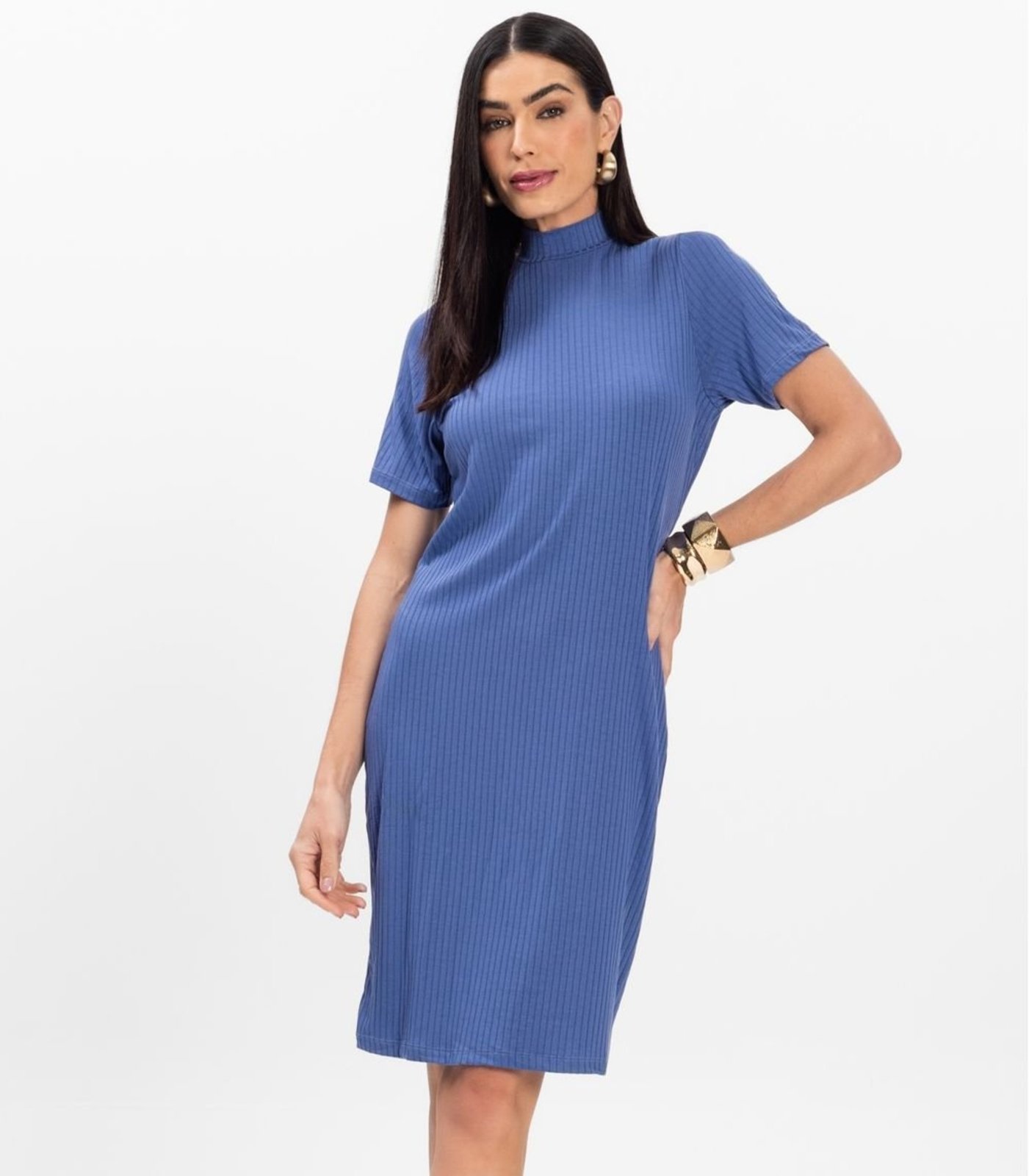 Vista 3 Vestido Curto de Ribana Feminino Rovitex azul Rovitex azul