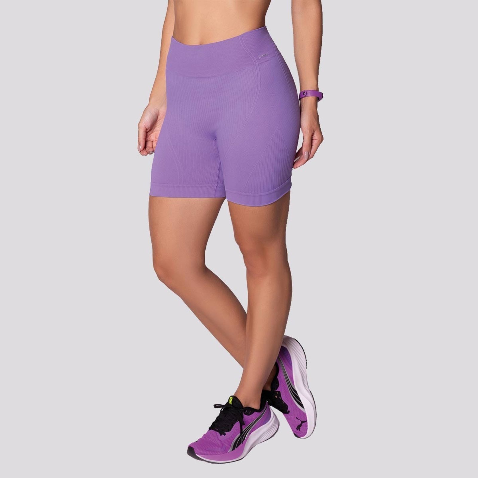 Shorts Canelado Selene Sem Costura Feminino Roxo